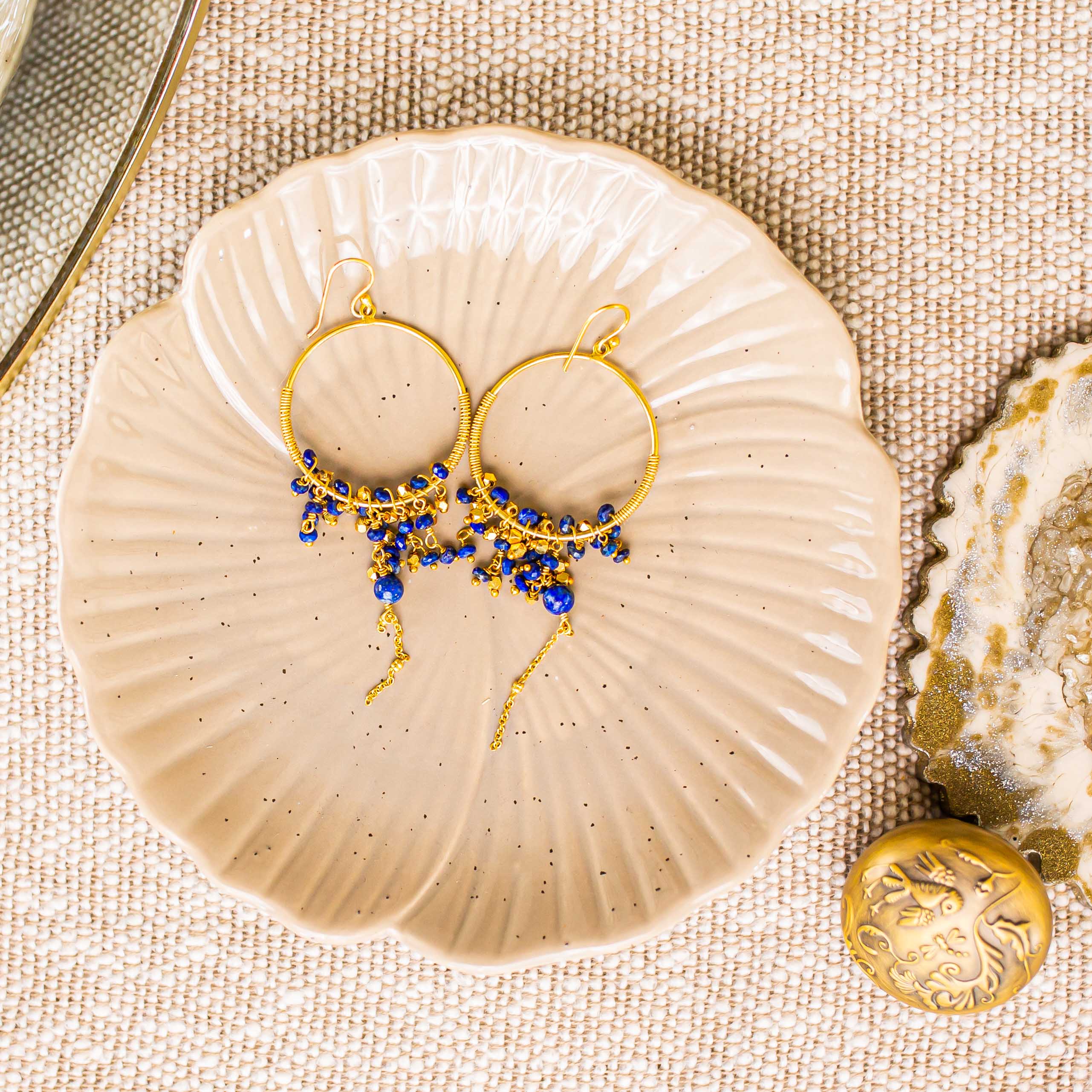 Destin Navy Charm Hoop Earrings - Image 3