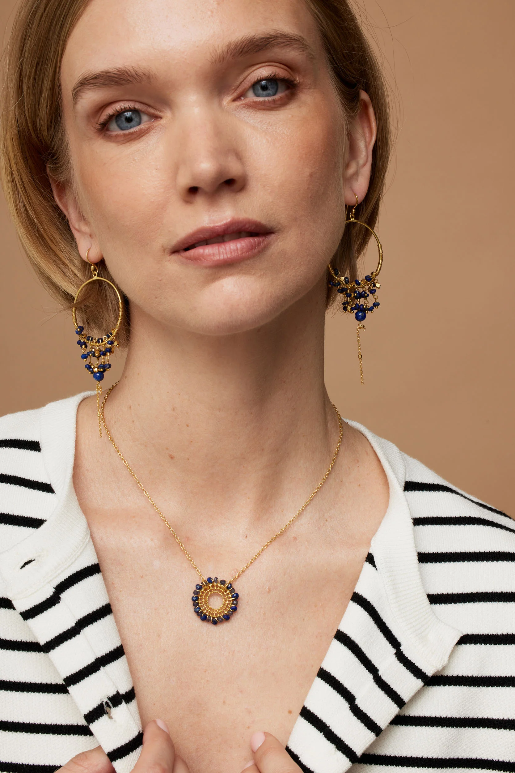 Destin Navy Charm Hoop Earrings - Image 4
