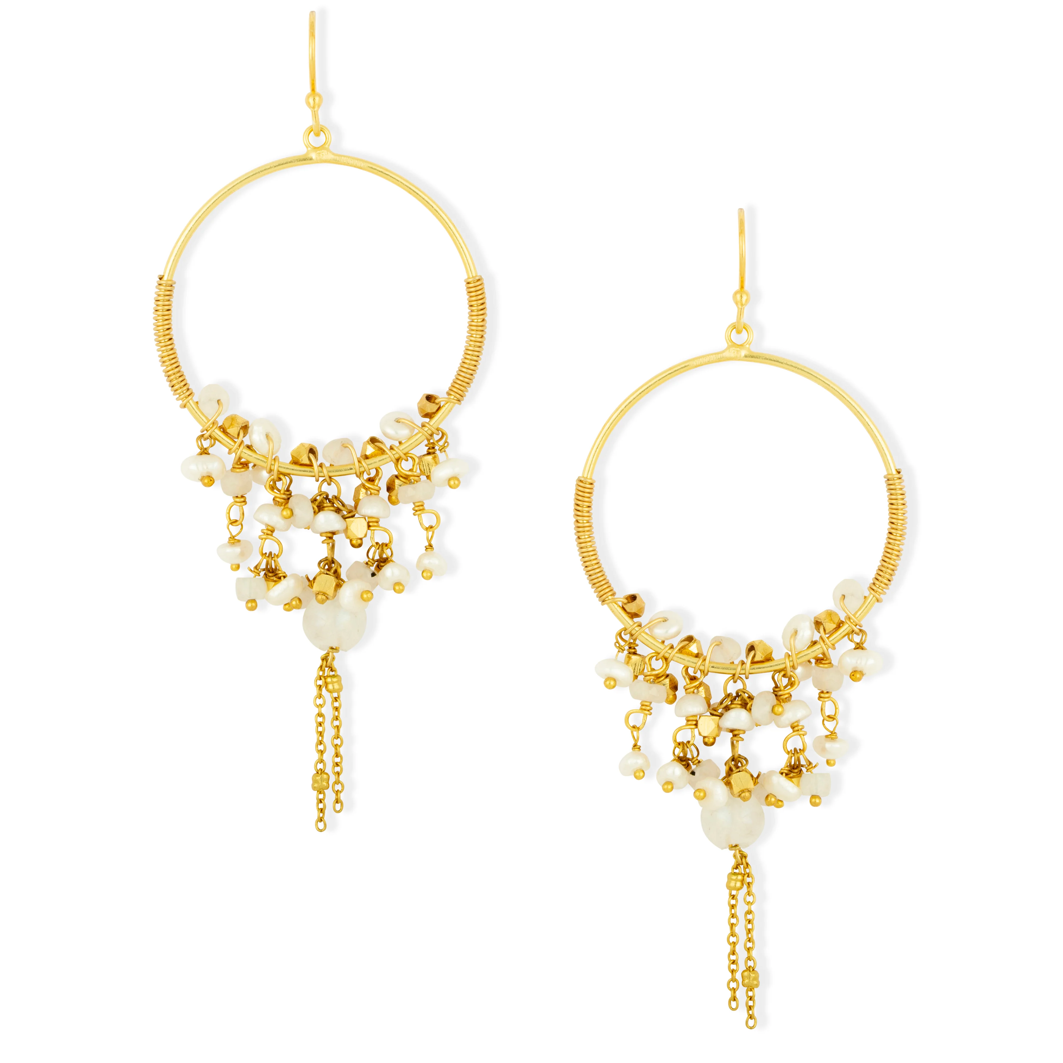 Destin Charm Hoop Earrings White