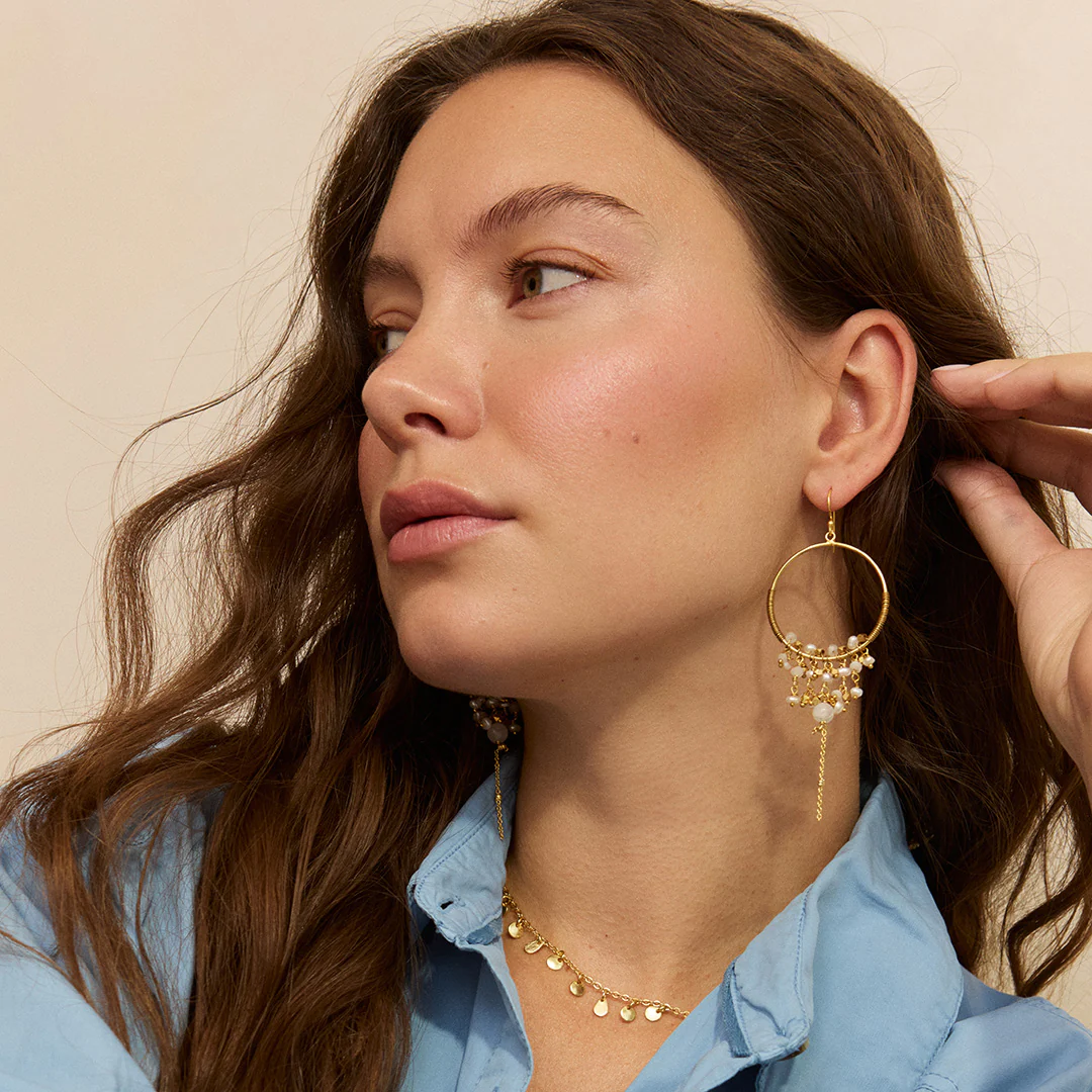 Destin Charm Hoop Earrings White - Image 2