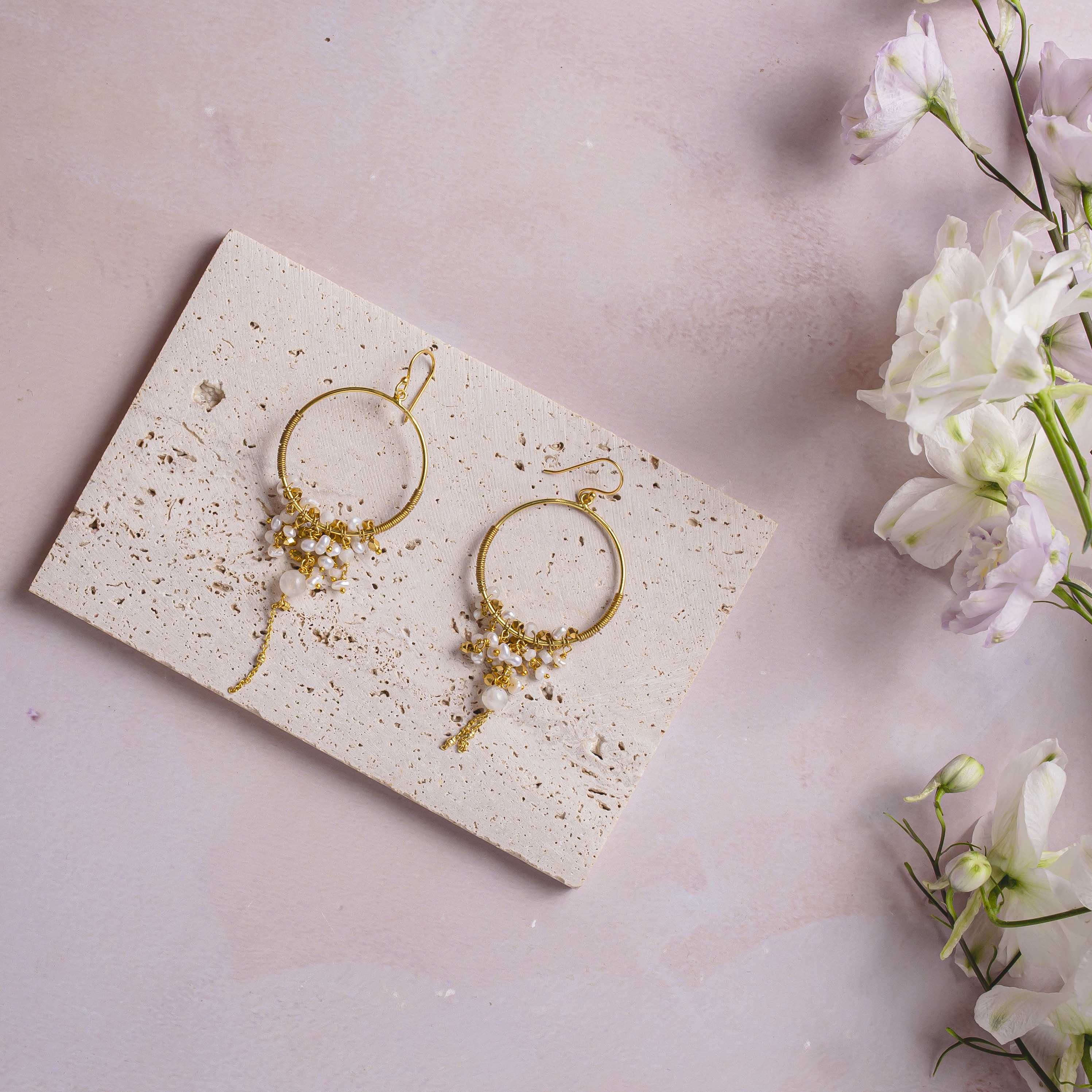 Destin Charm Hoop Earrings White - Image 3