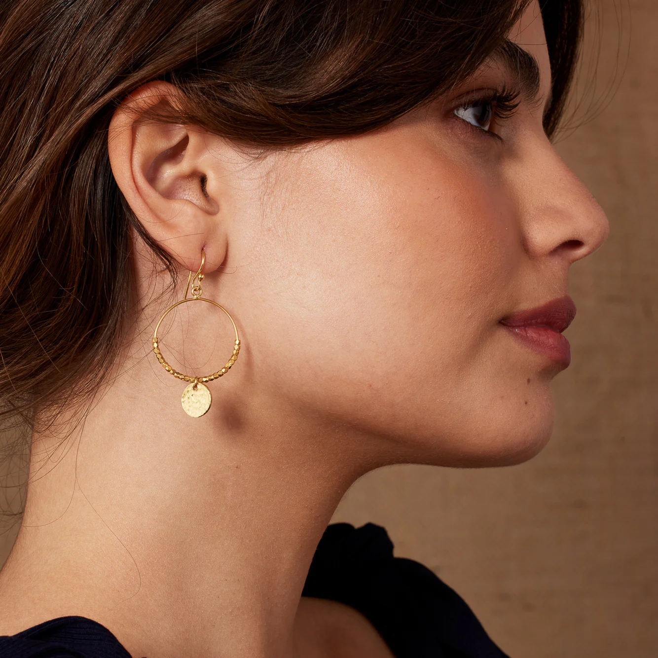 Dominique Mini Gold Hoop Earrings - Image 3