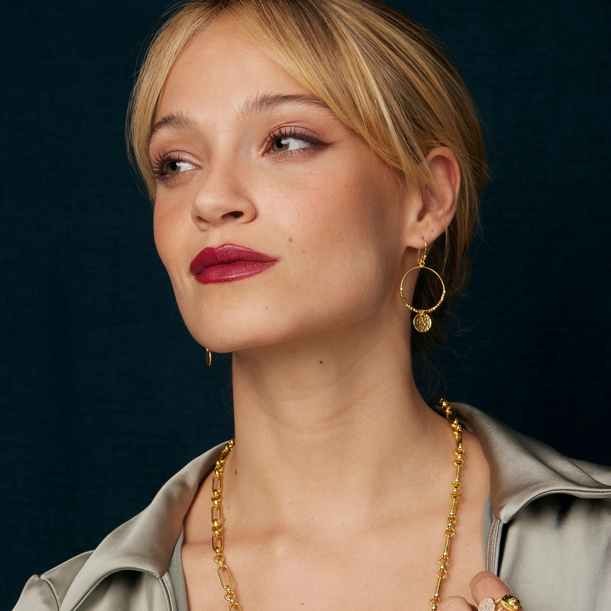 Dominique Mini Gold Hoop Earrings - Image 4