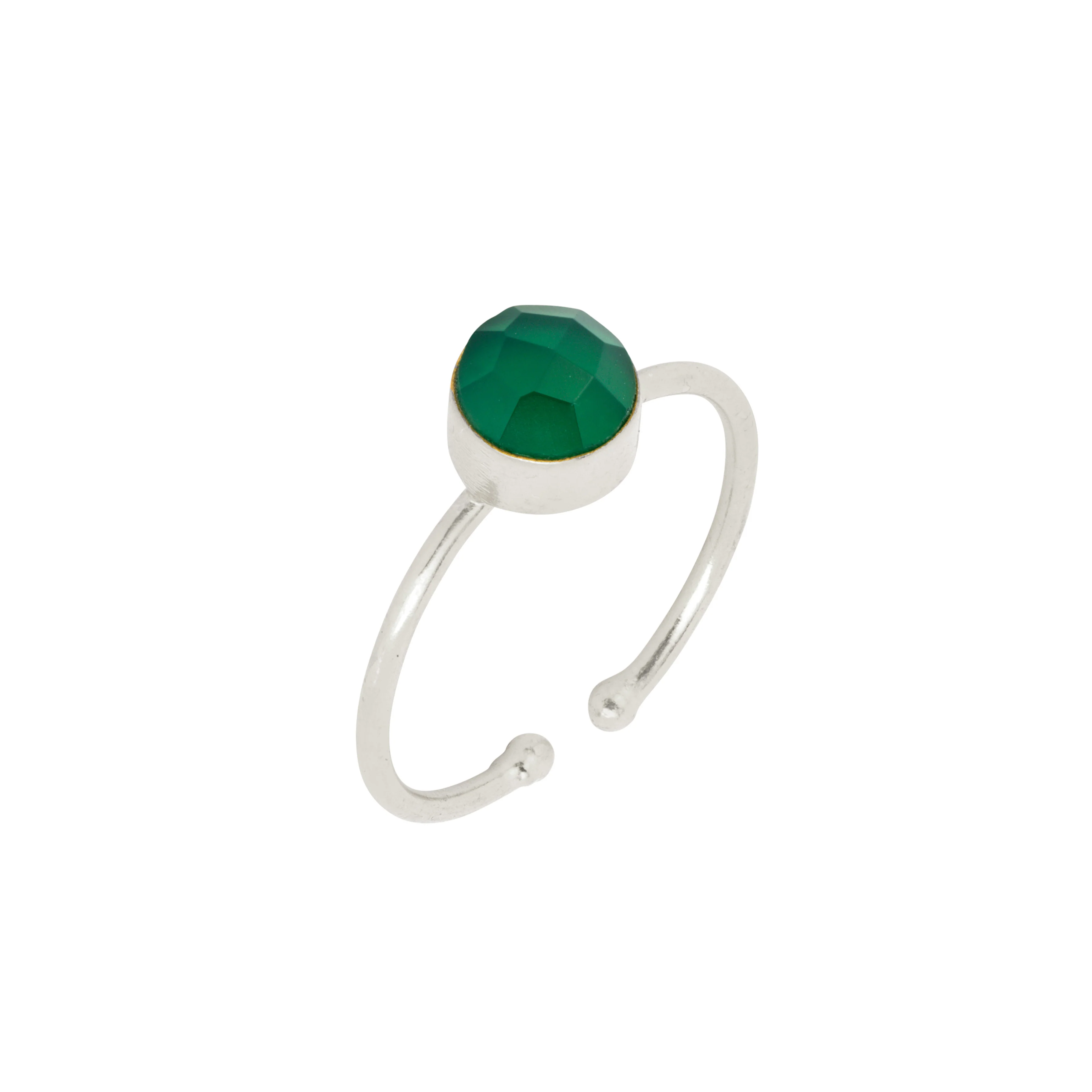 Dotty Silver Green Onyx Ring