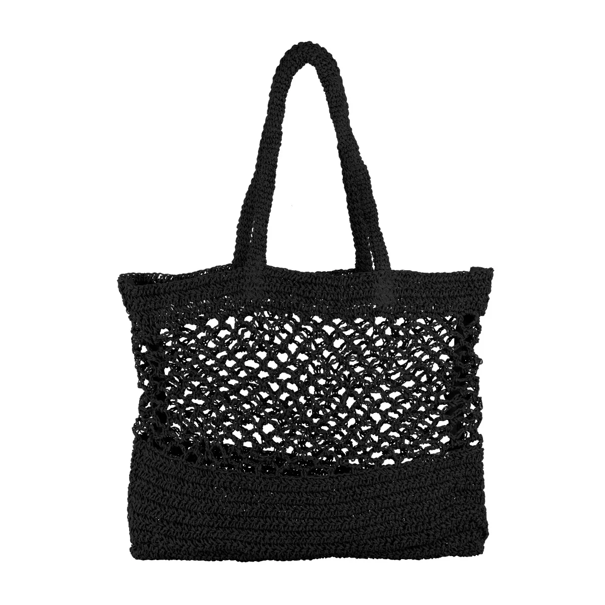 Firenze Black Raffia Tote Bag - Image 4