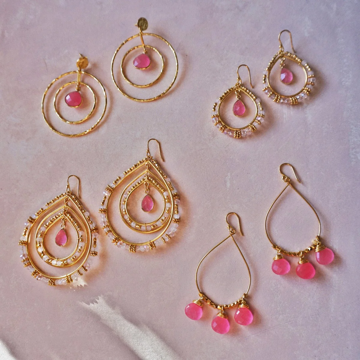 Fleur Pink Jade Earrings - Image 2
