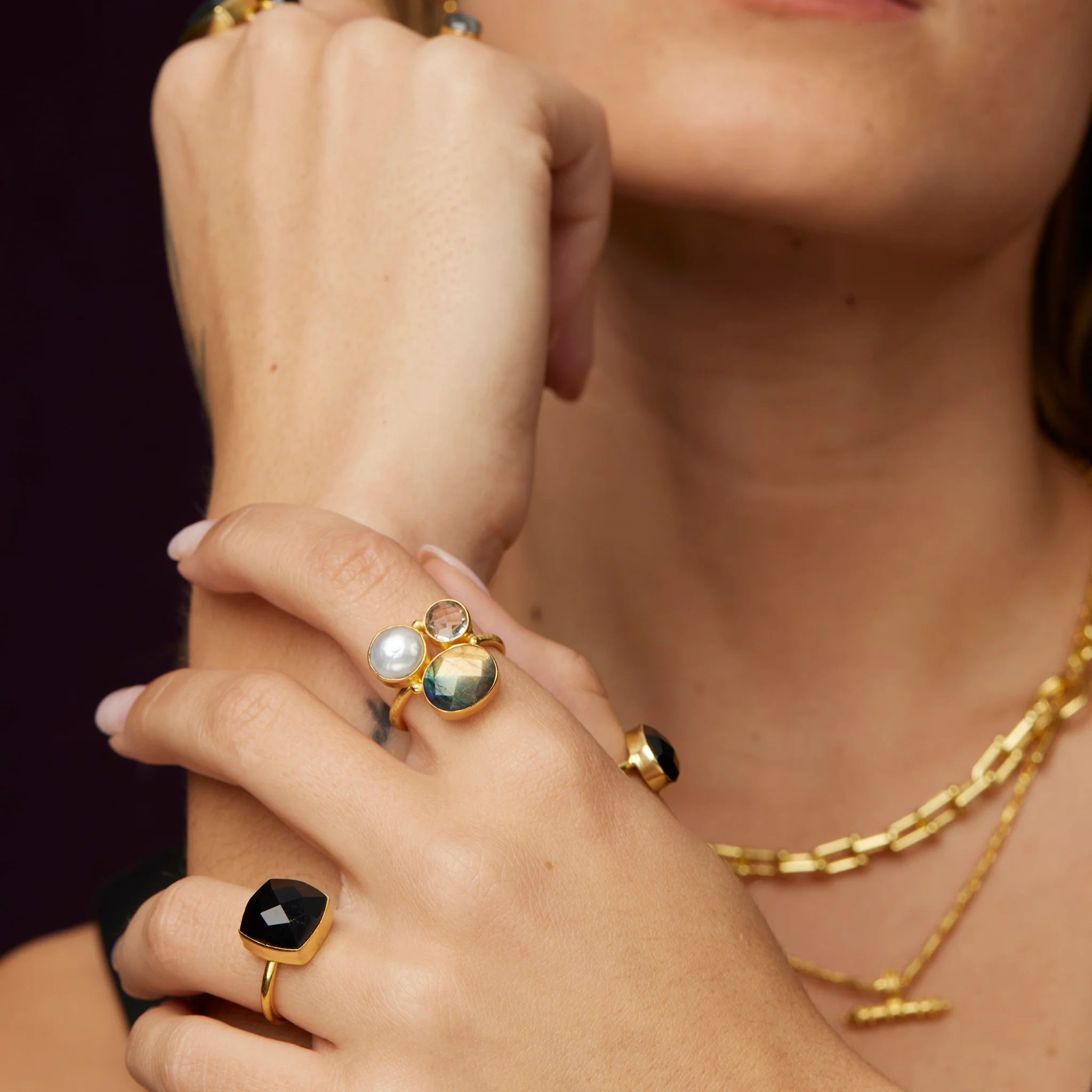 Florence Ring Grey & Pearl - Image 2