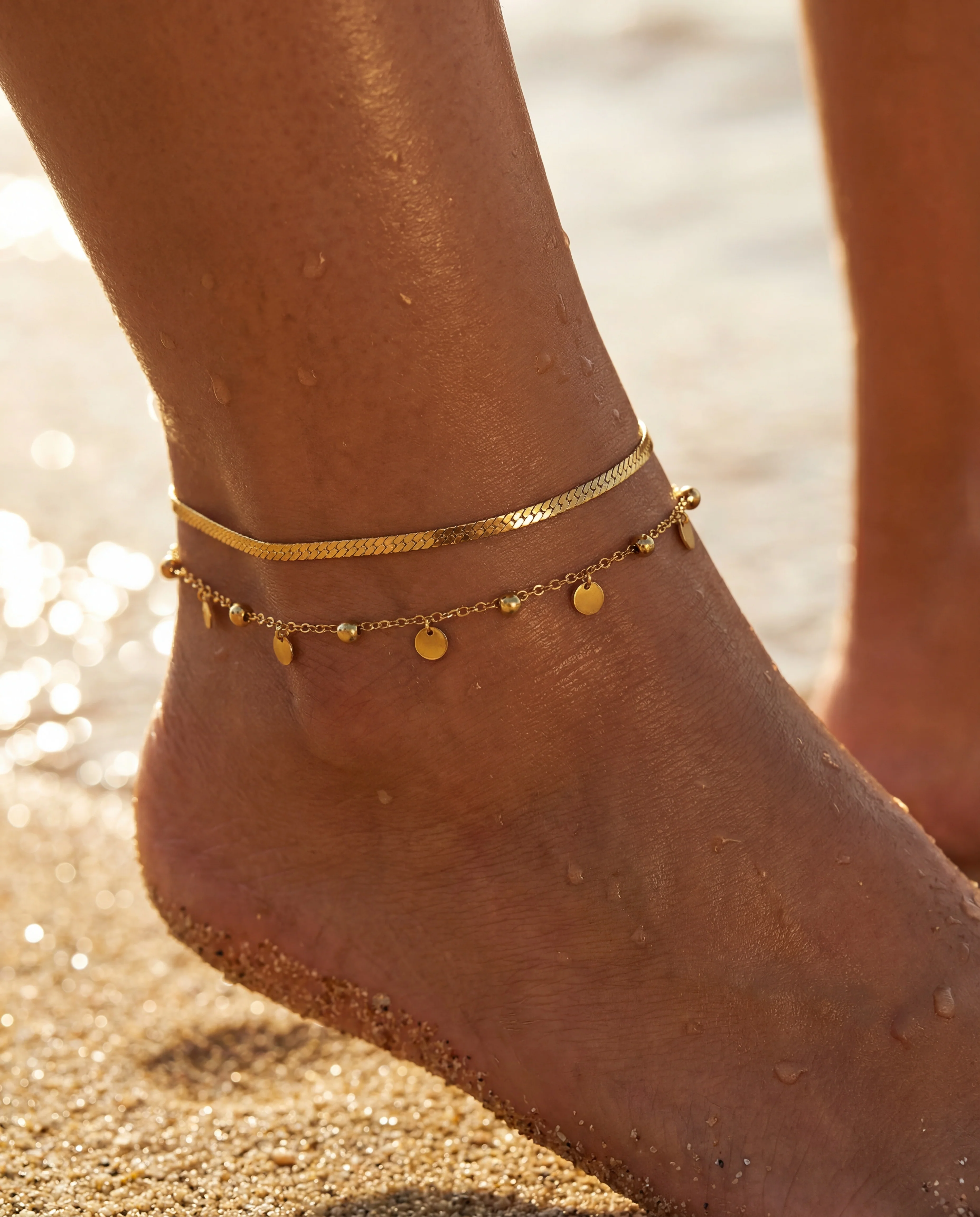 Flutter Gold Disc Anklet - Image 2
