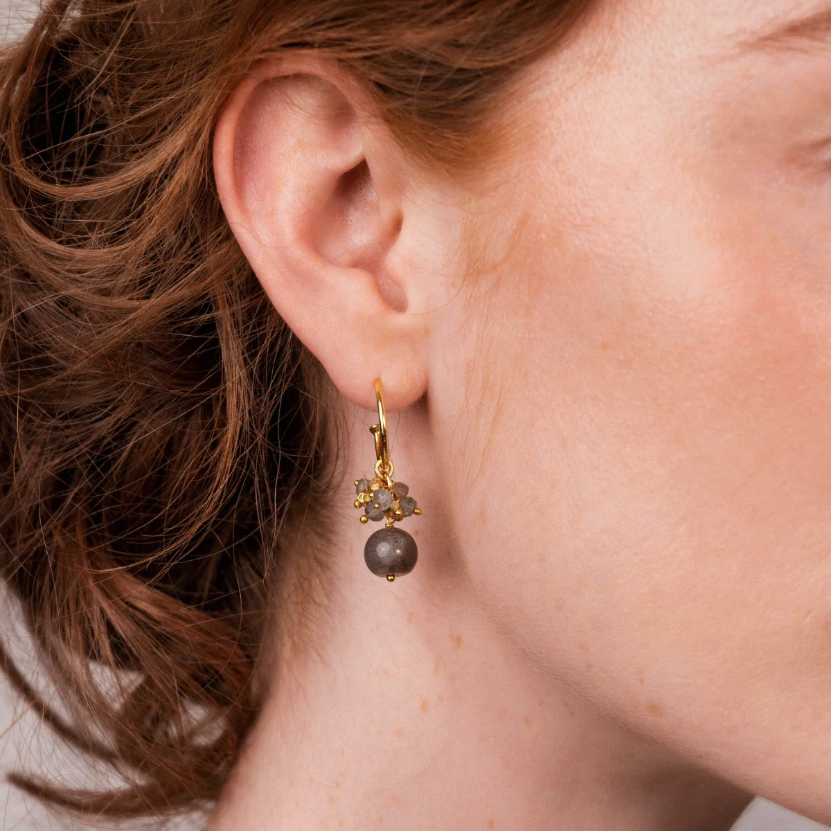 Hollie Labradorite Hoop Earrings - Image 3