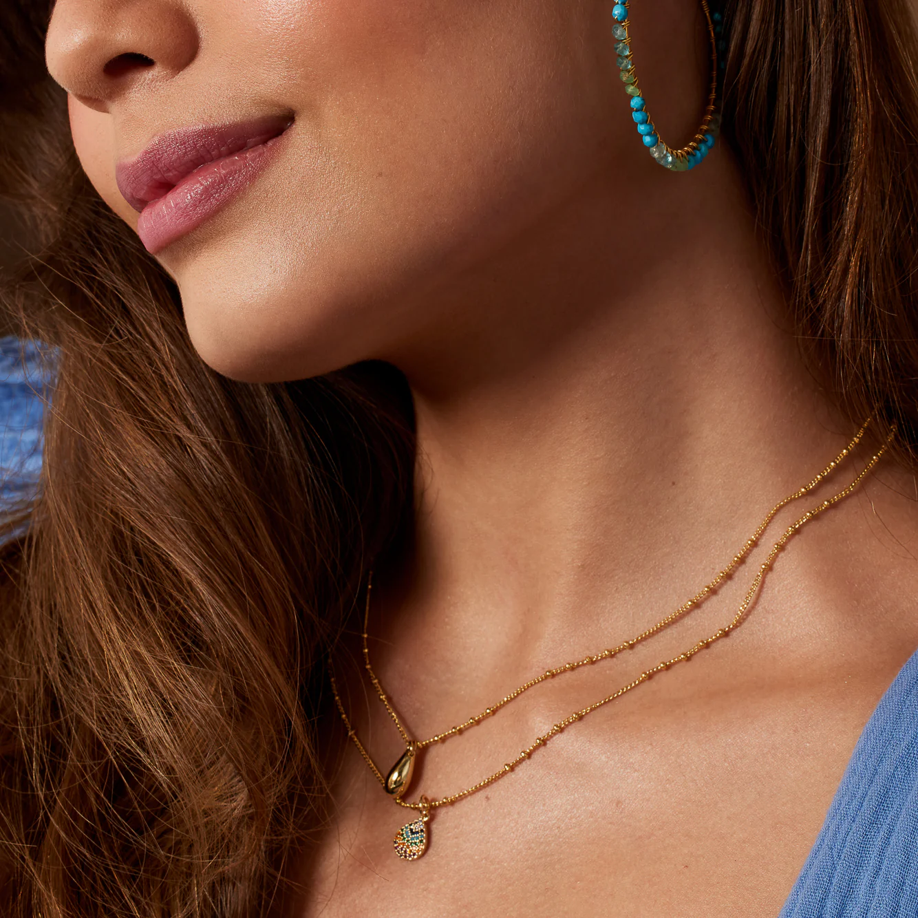 Jenny Doubel Row Rainbow Charm Necklace - Image 3