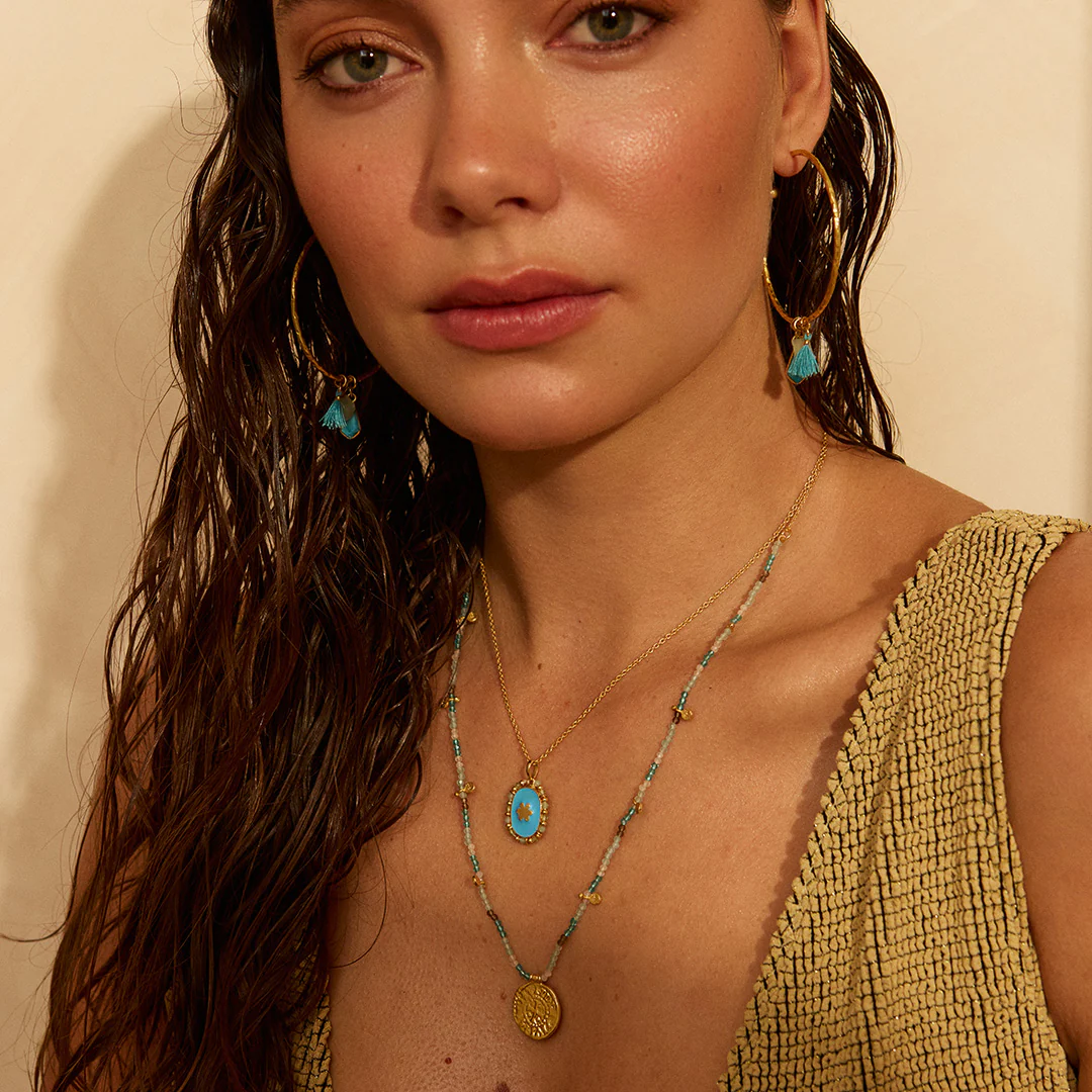 Large Nicky Hoops Turquoise - Image 3