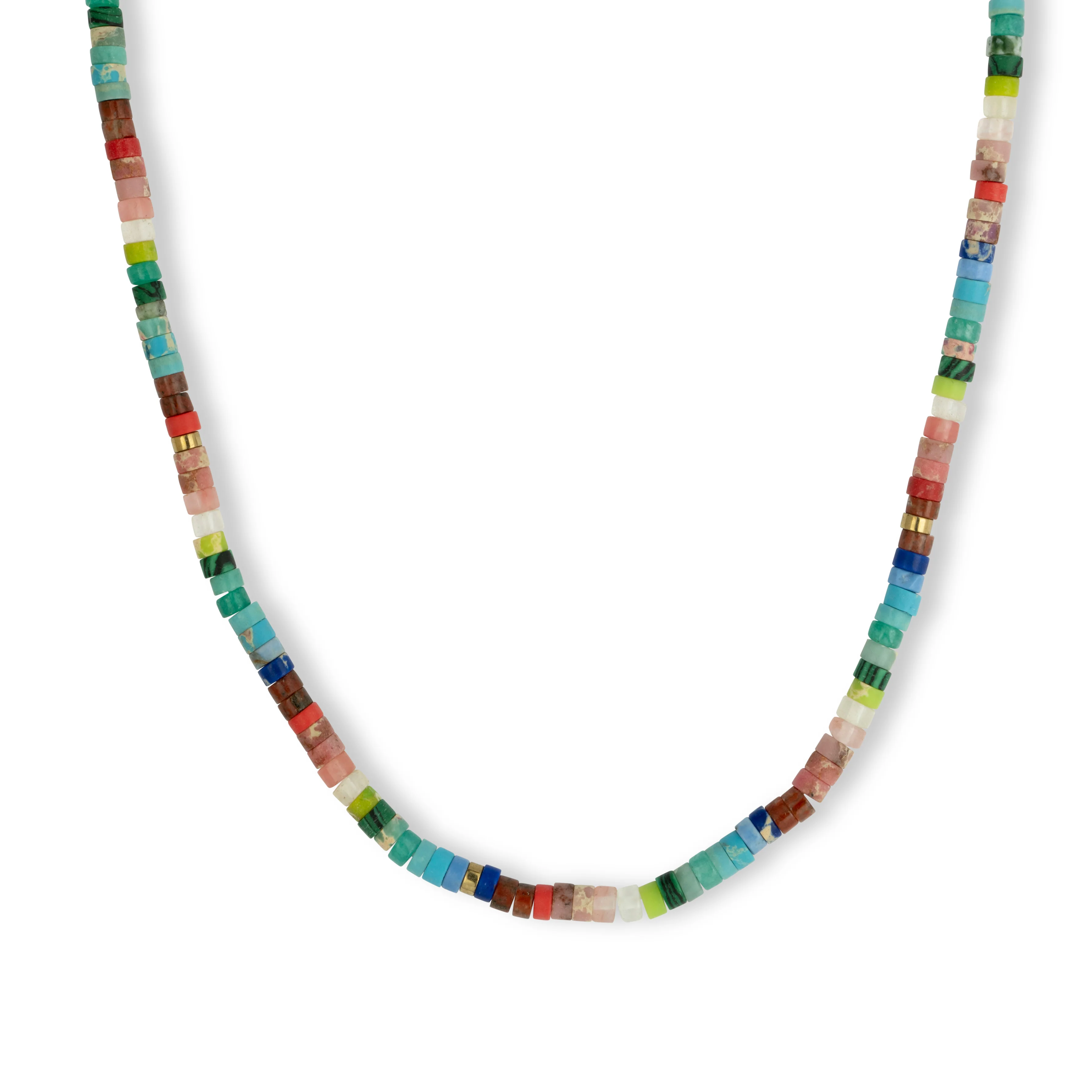 Lilo Rainbow Roll Bead Gemstone Necklace
