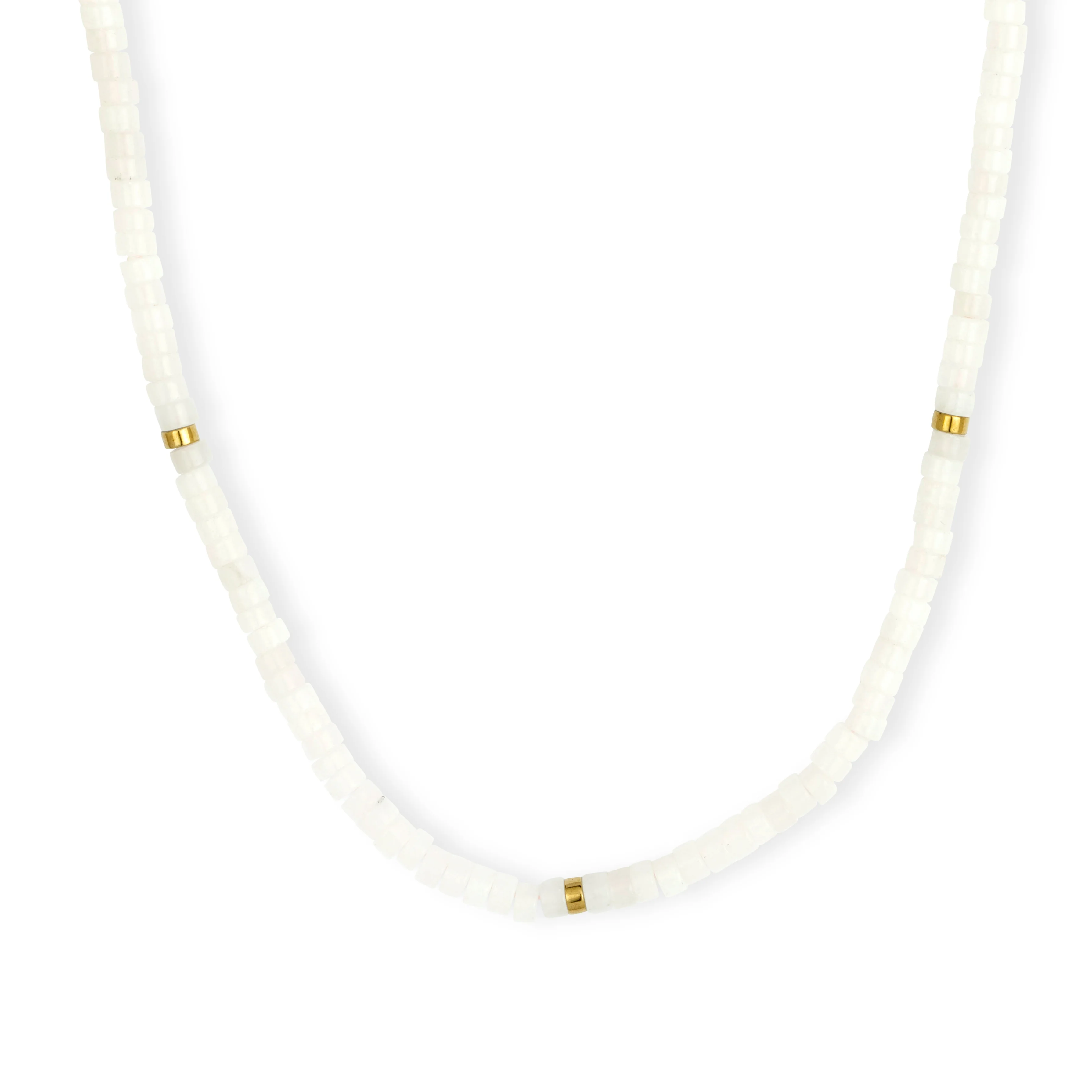 Lilo White Gemstone Roll Beads Necklace