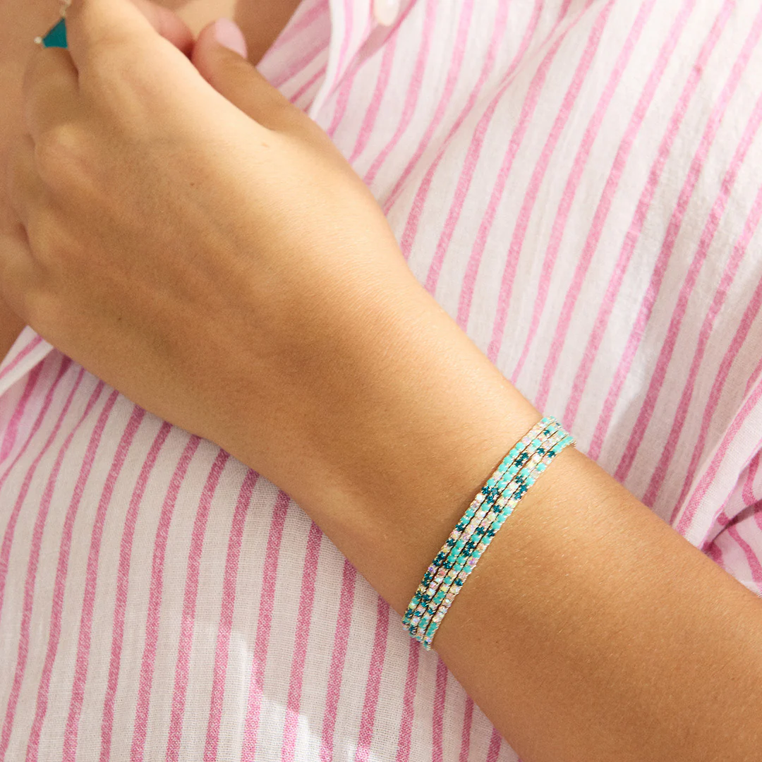 Lumi Silver and Aqua Tennis Bracelet Set - Image 2