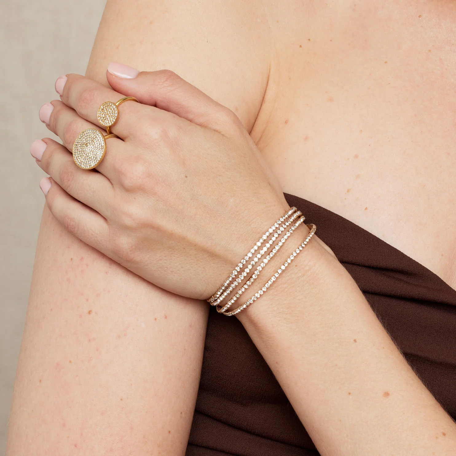 Lumi Gold Stretch Tennis Bracelet Set - Image 2