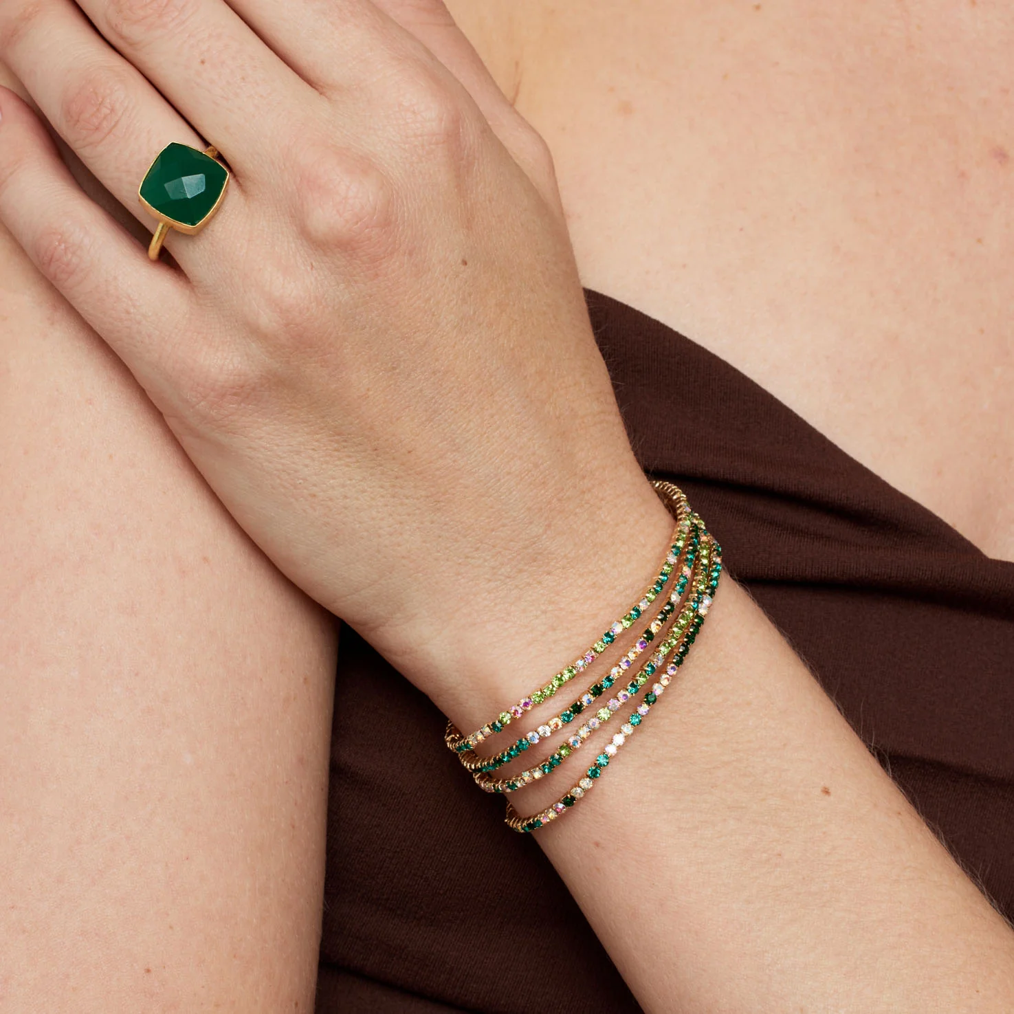 Lumi Green Stretch Tennis Bracelet Set - Image 2