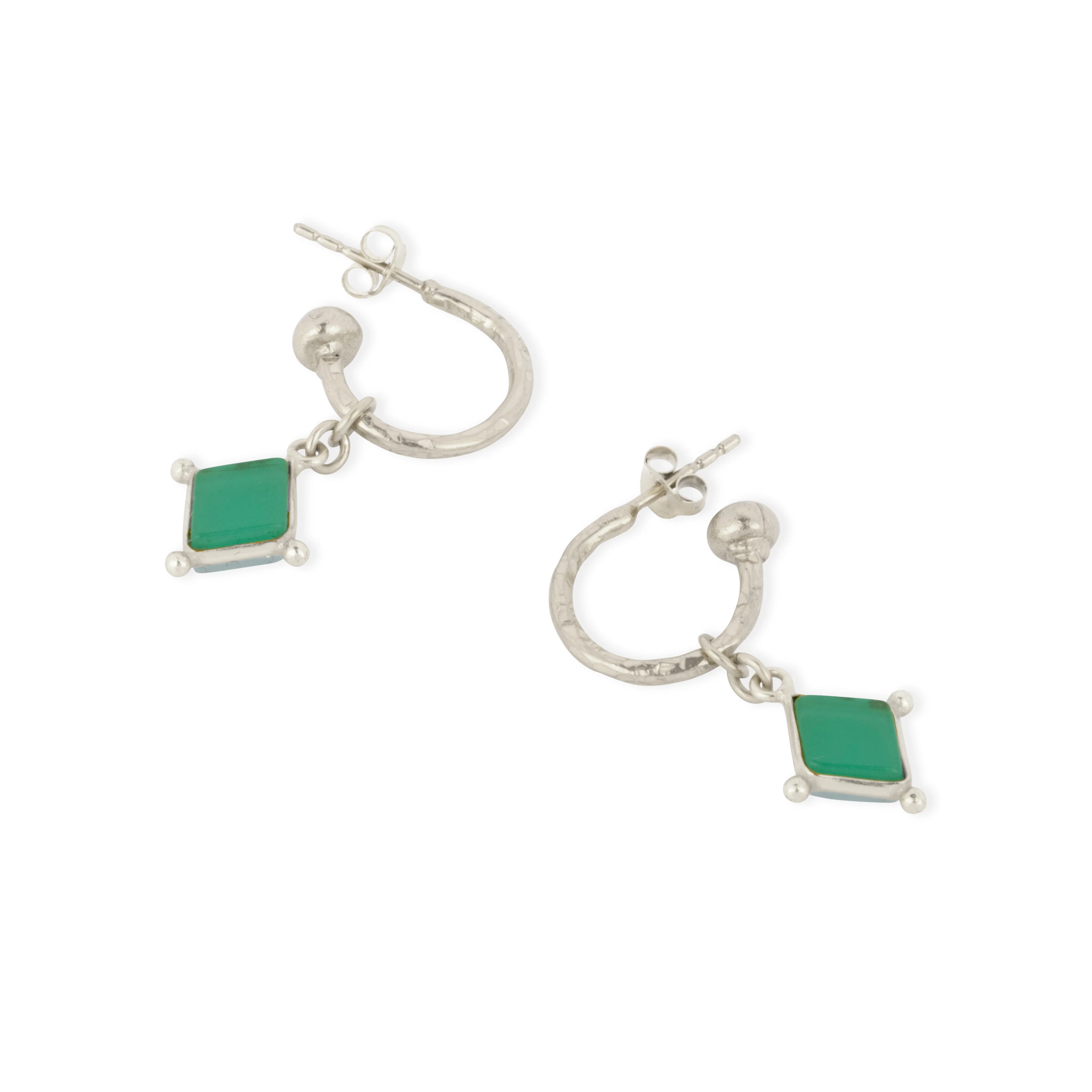 Lyra Silver Green Onyx Earrings