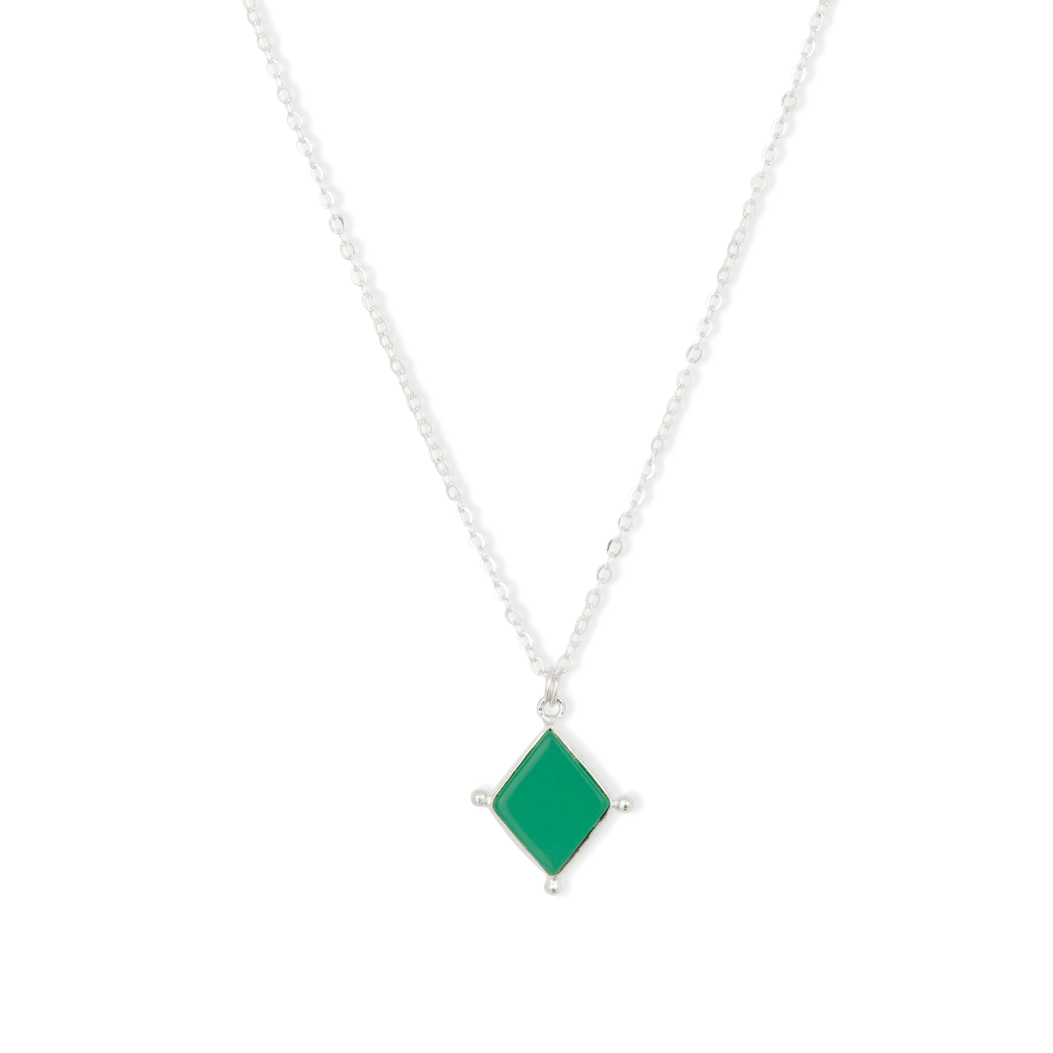 Lyra Silver Green Onyx Necklace