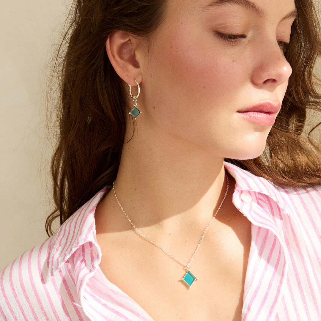 Lyra Silver Topaz Pendant Necklace - Image 3