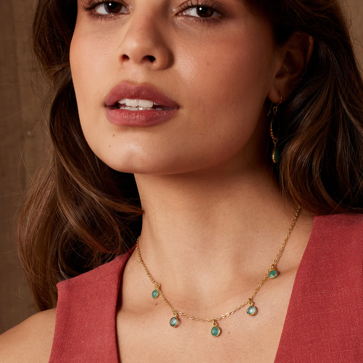 Maeve Aqua Charm Necklace - Image 2