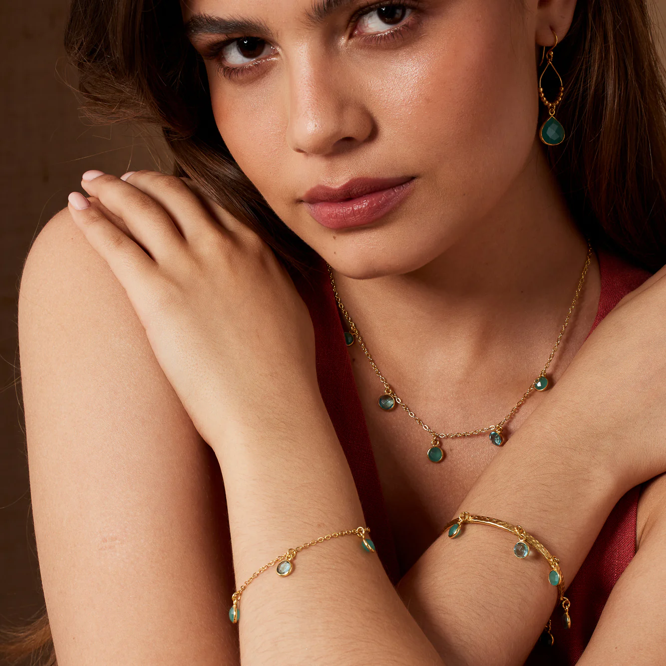 Maeve Aqua Charm Necklace - Image 3