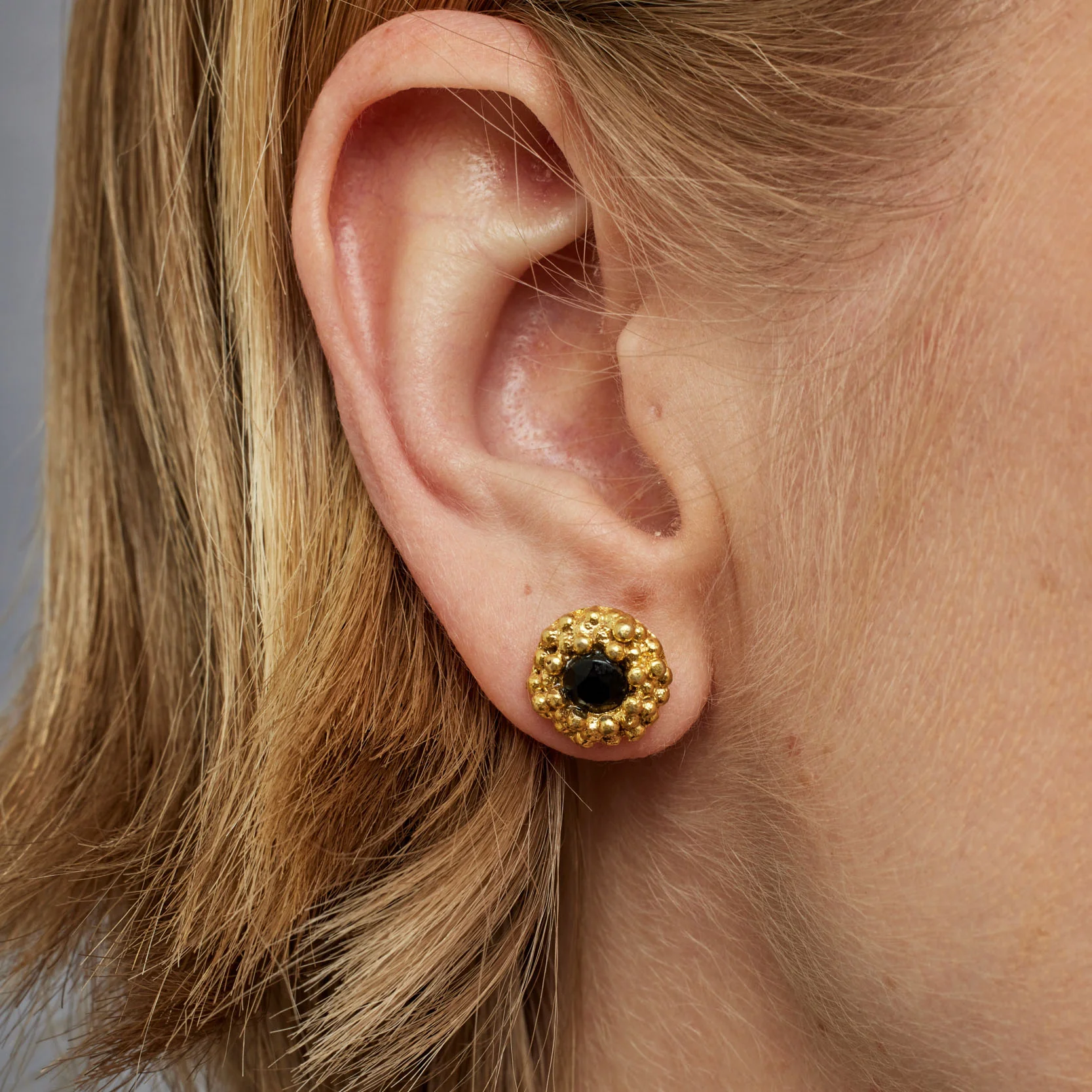 Maine Black Flower Stud Earrings - Image 2