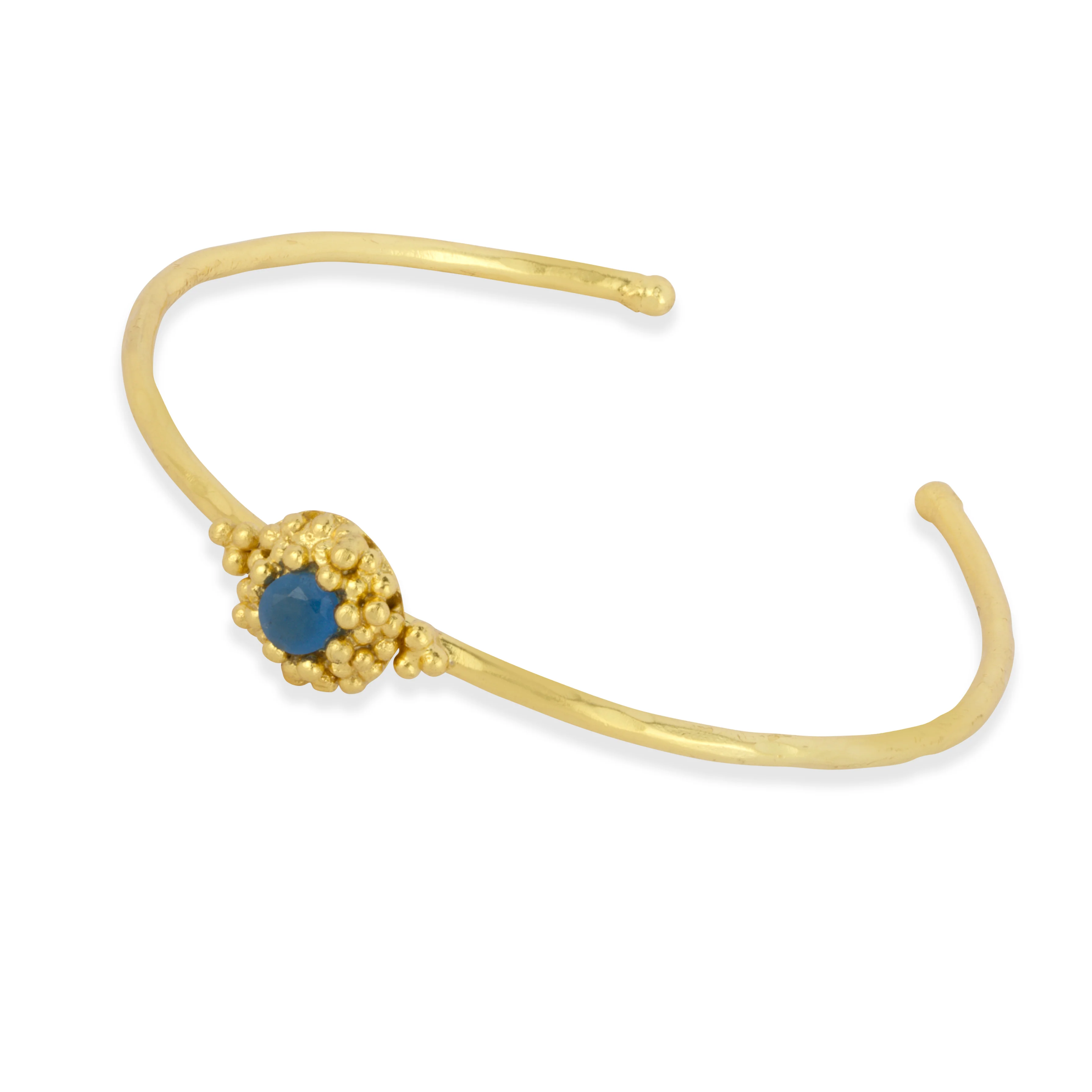 Maine Gemstone Flower Charm Bangle Blue