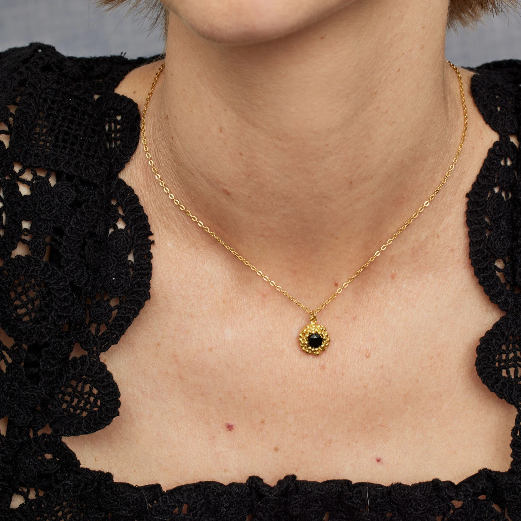 Maine Black Onyx Flower Necklace - Image 2