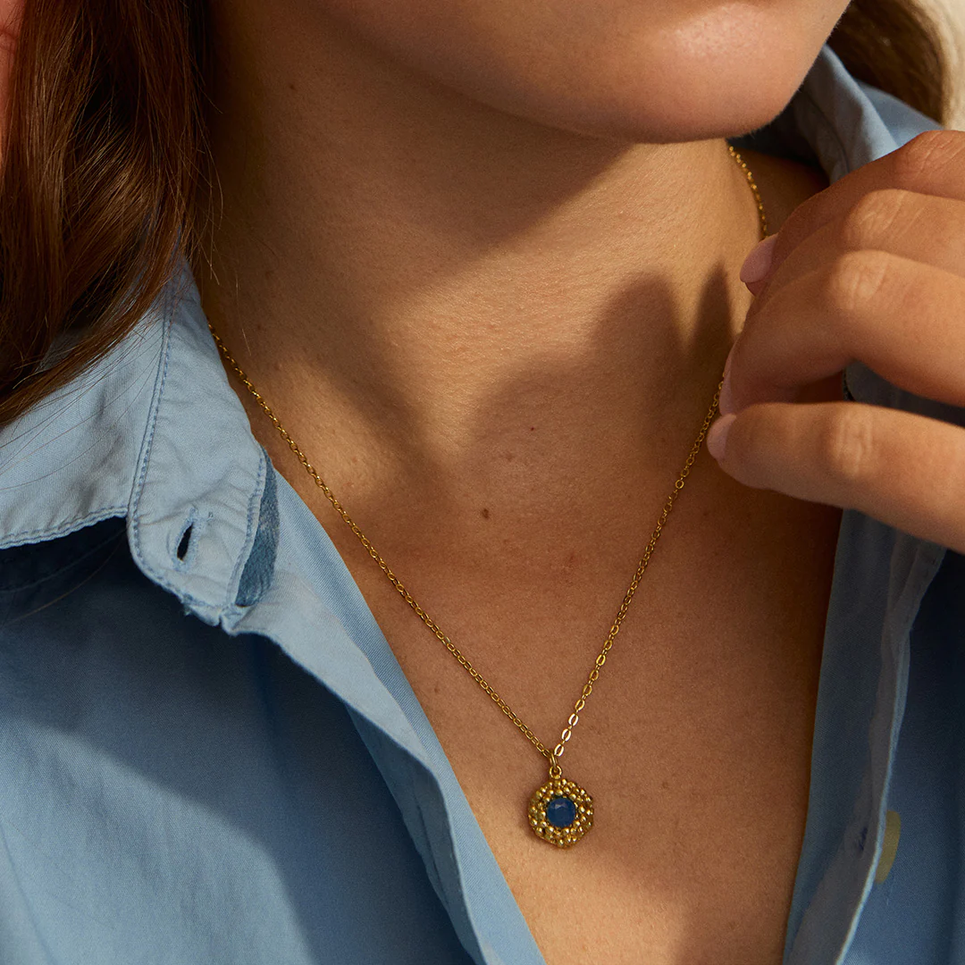 Maine Blue Jade Flower Necklace - Image 2