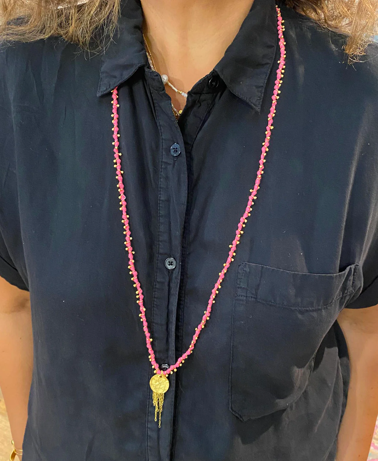 Mala Long Pink Necklace - Image 2