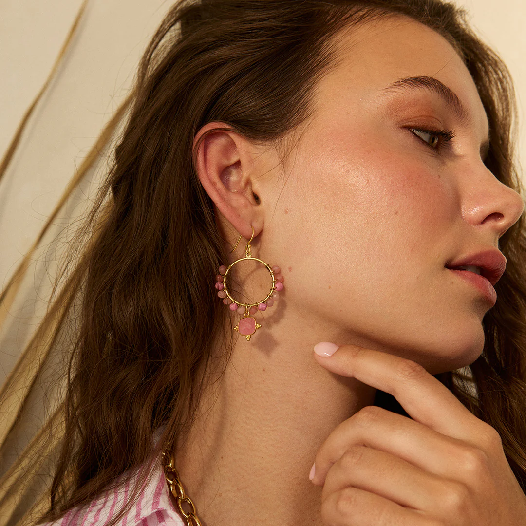 Malibu Beaded Earrings Pink - Image 2