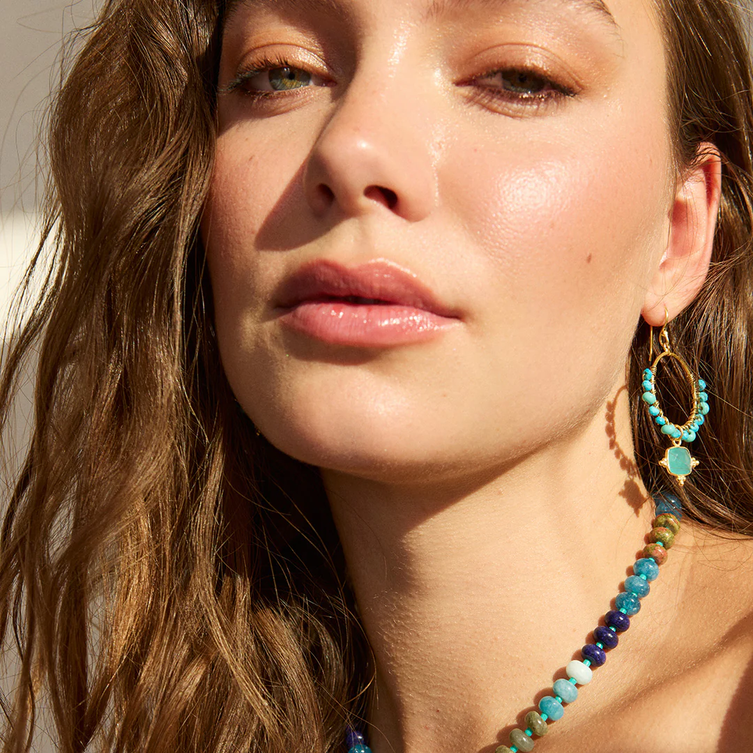 Malibu Beaded Earrings Turquoise - Image 2