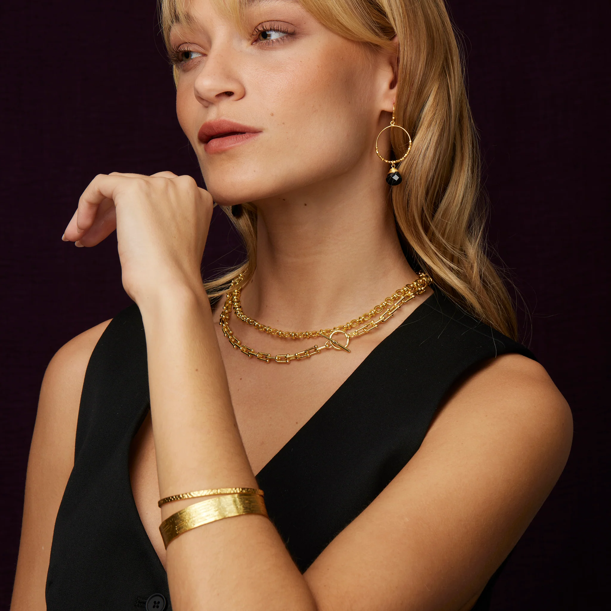 Marie Hoop Earrings Black Onyx - Image 3