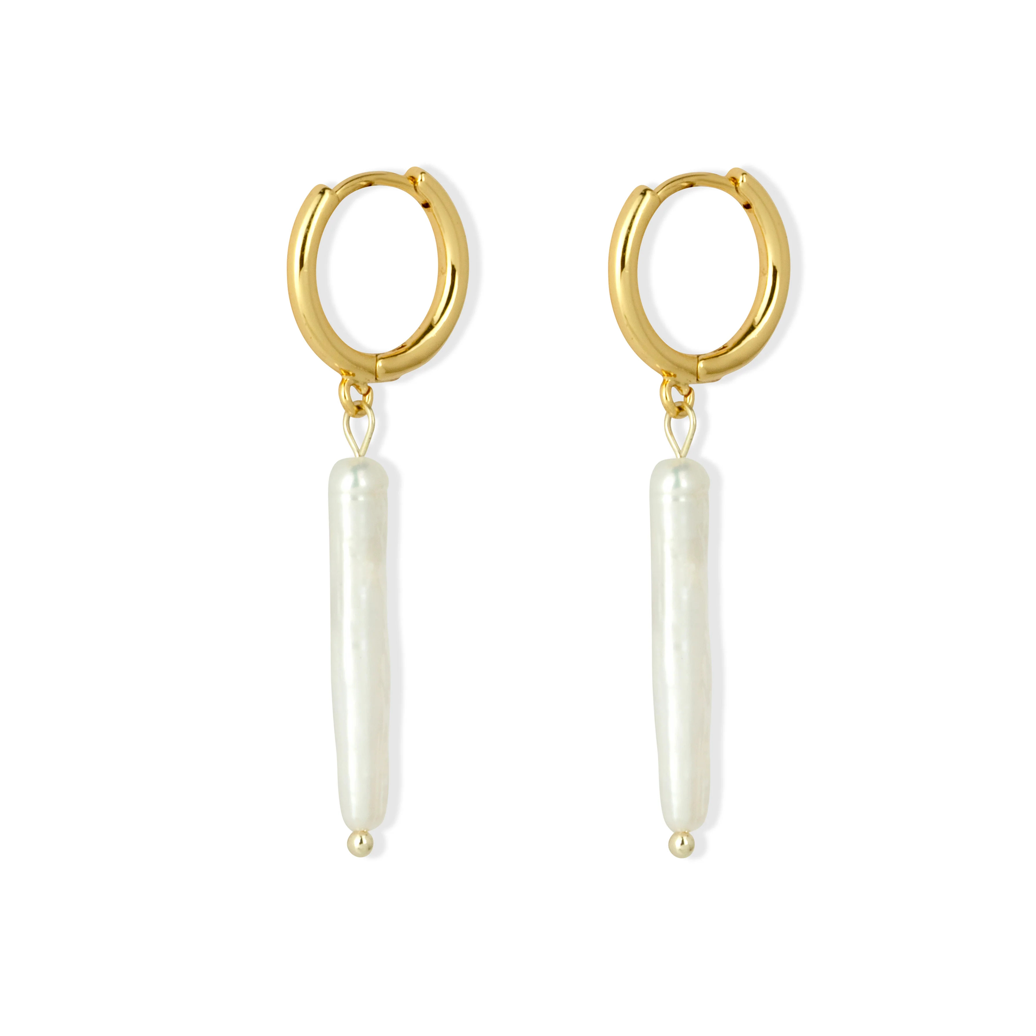 Milos Long Pearl Huggies Gold