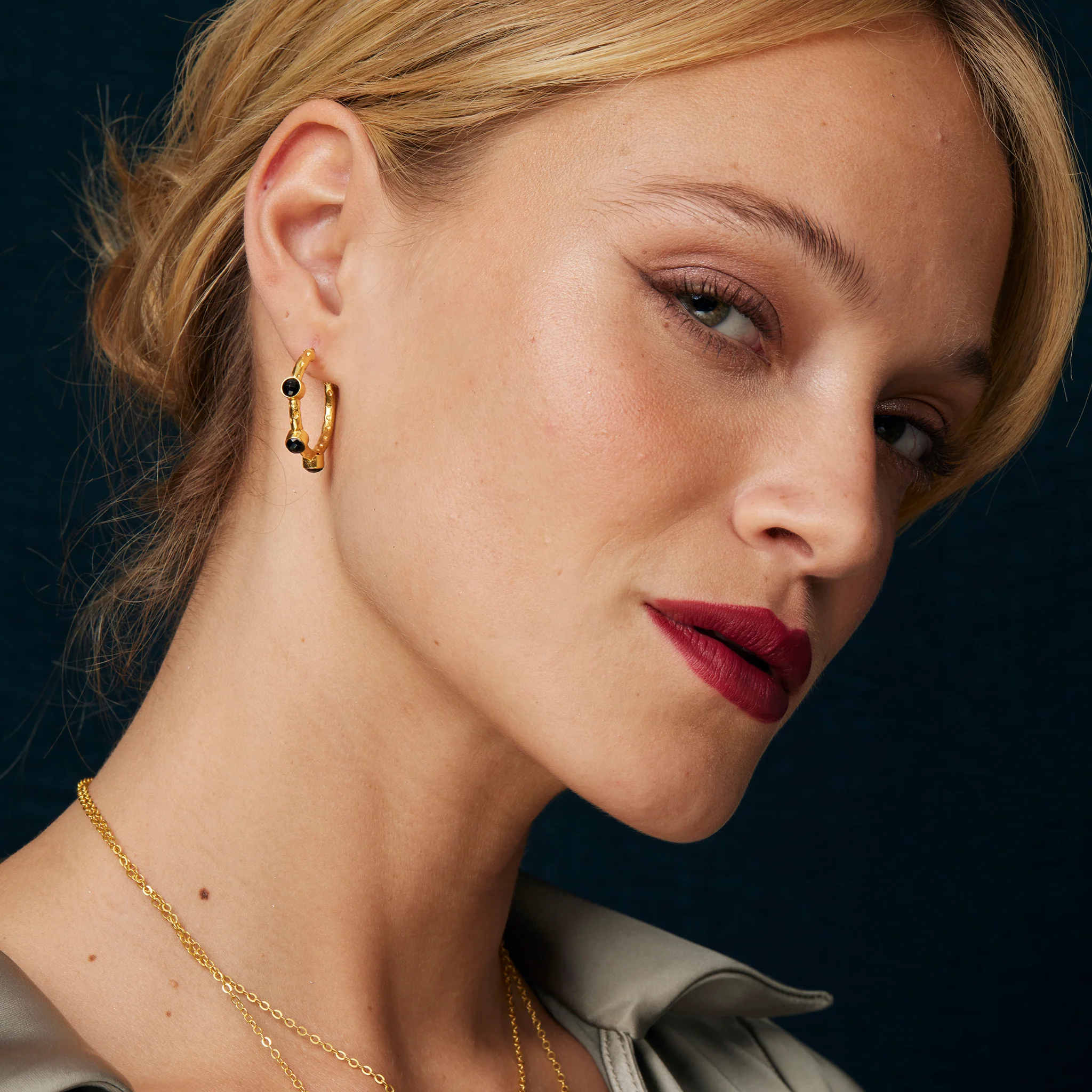 Mini Cruise Black Onyx Hoops - Image 2