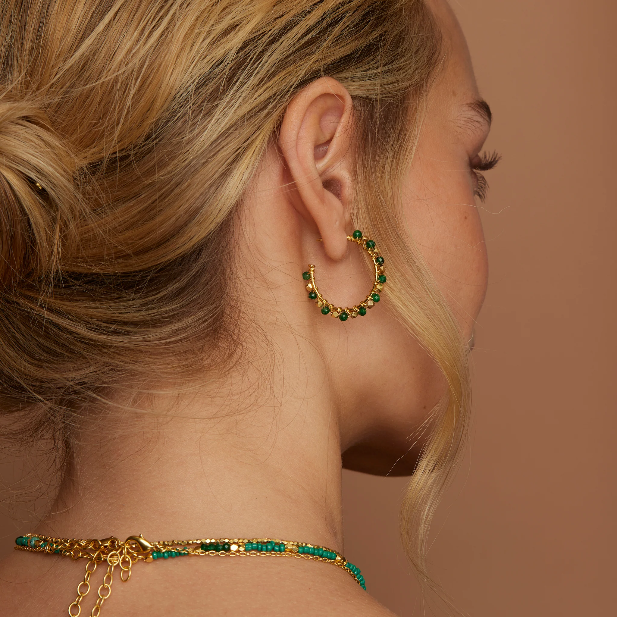 Mini Riva Green Agate Earrings - Image 3