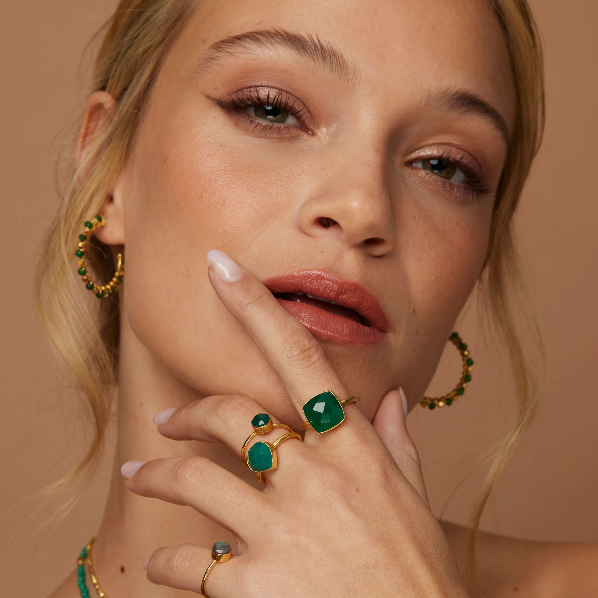 Mini Riva Green Agate Earrings - Image 4