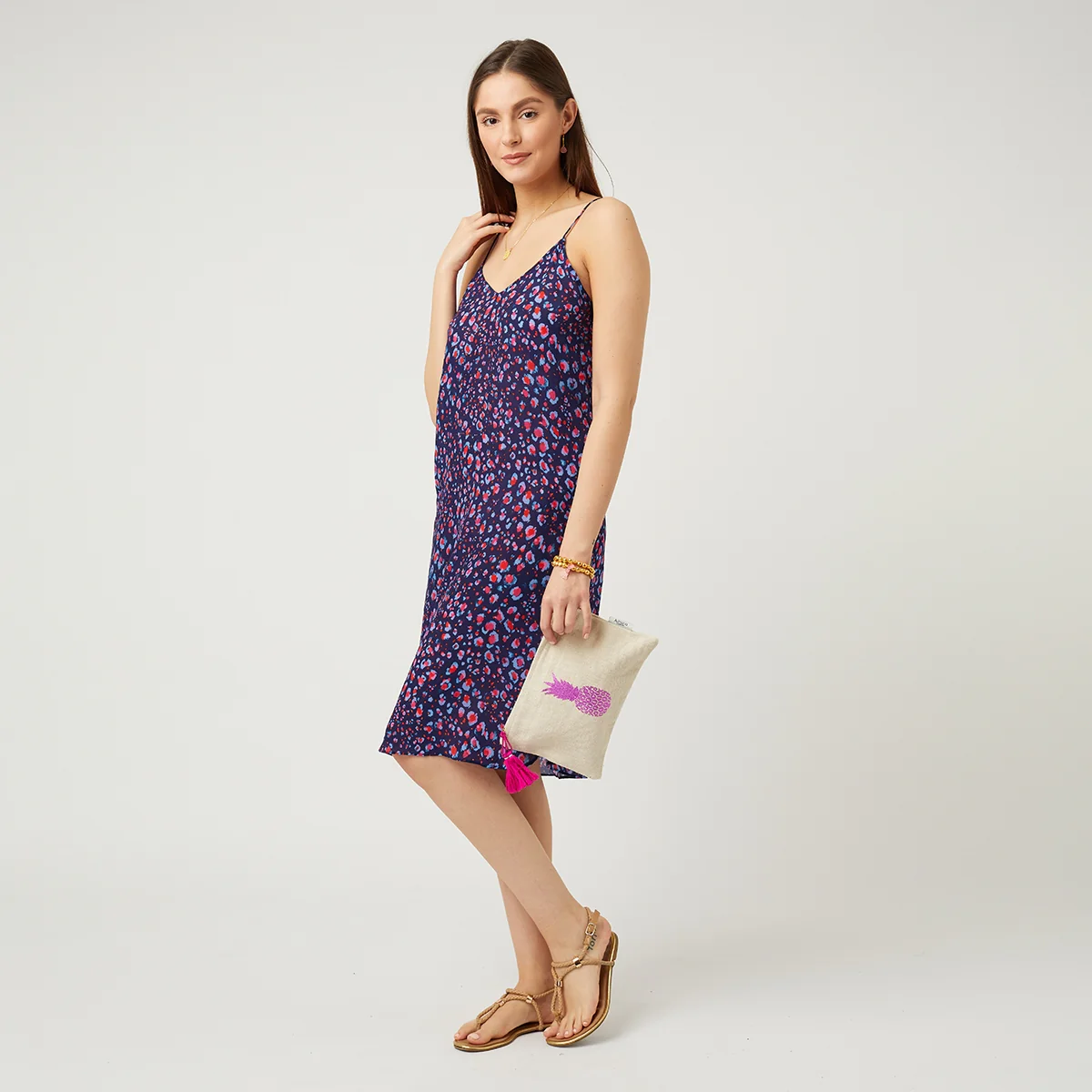 Pink Pineapple Foil Print Pouch - Image 2