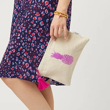 Pink Pineapple Foil Print Pouch - Image 3