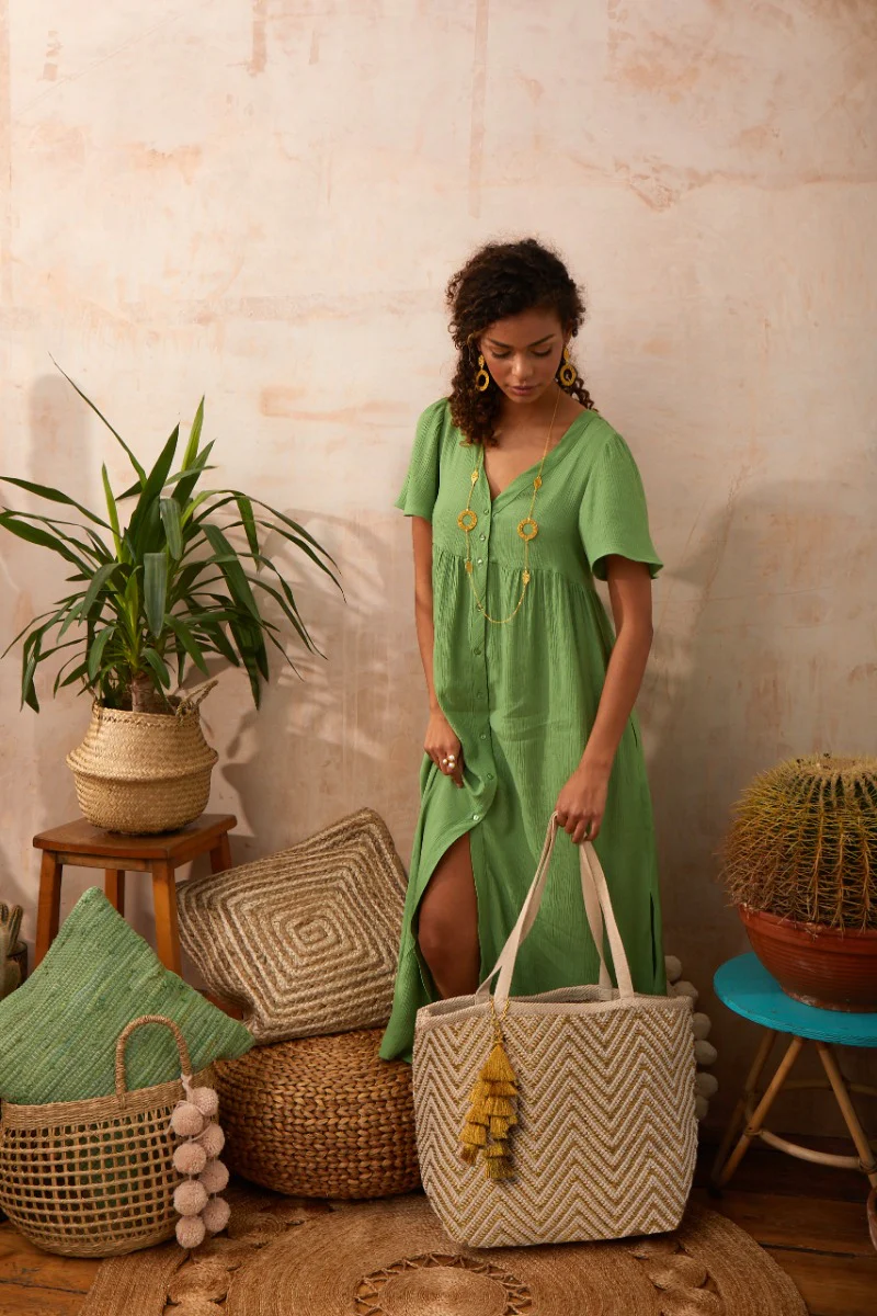 Mykonos Gold Zigzag Tote Bag - Image 4