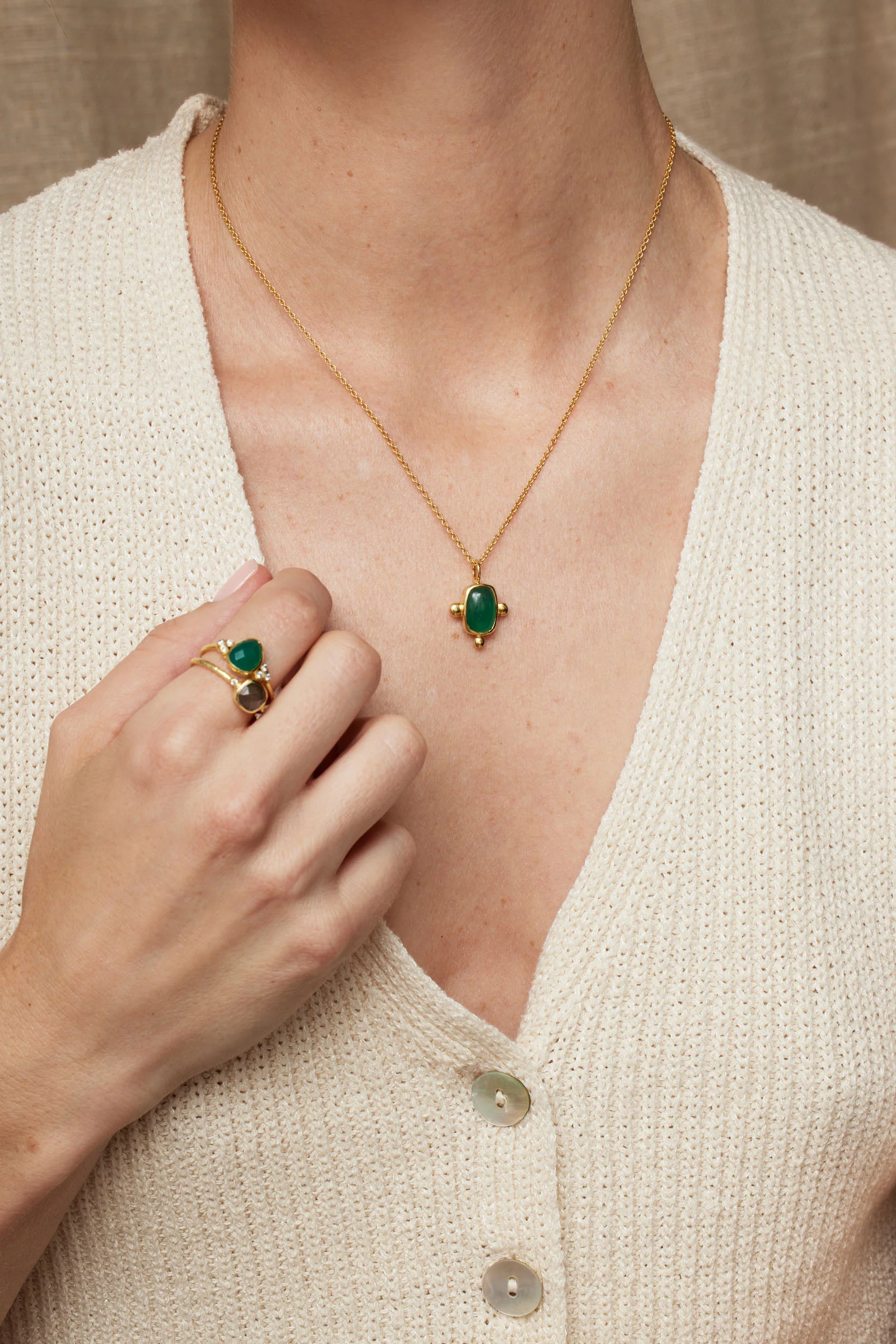 Naples Stacking Ring Set Green & Labradorite - Image 3