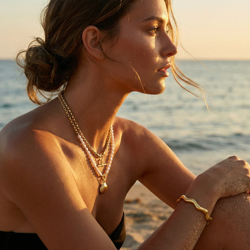 Nazare Wave Gold Bangle - Image 2