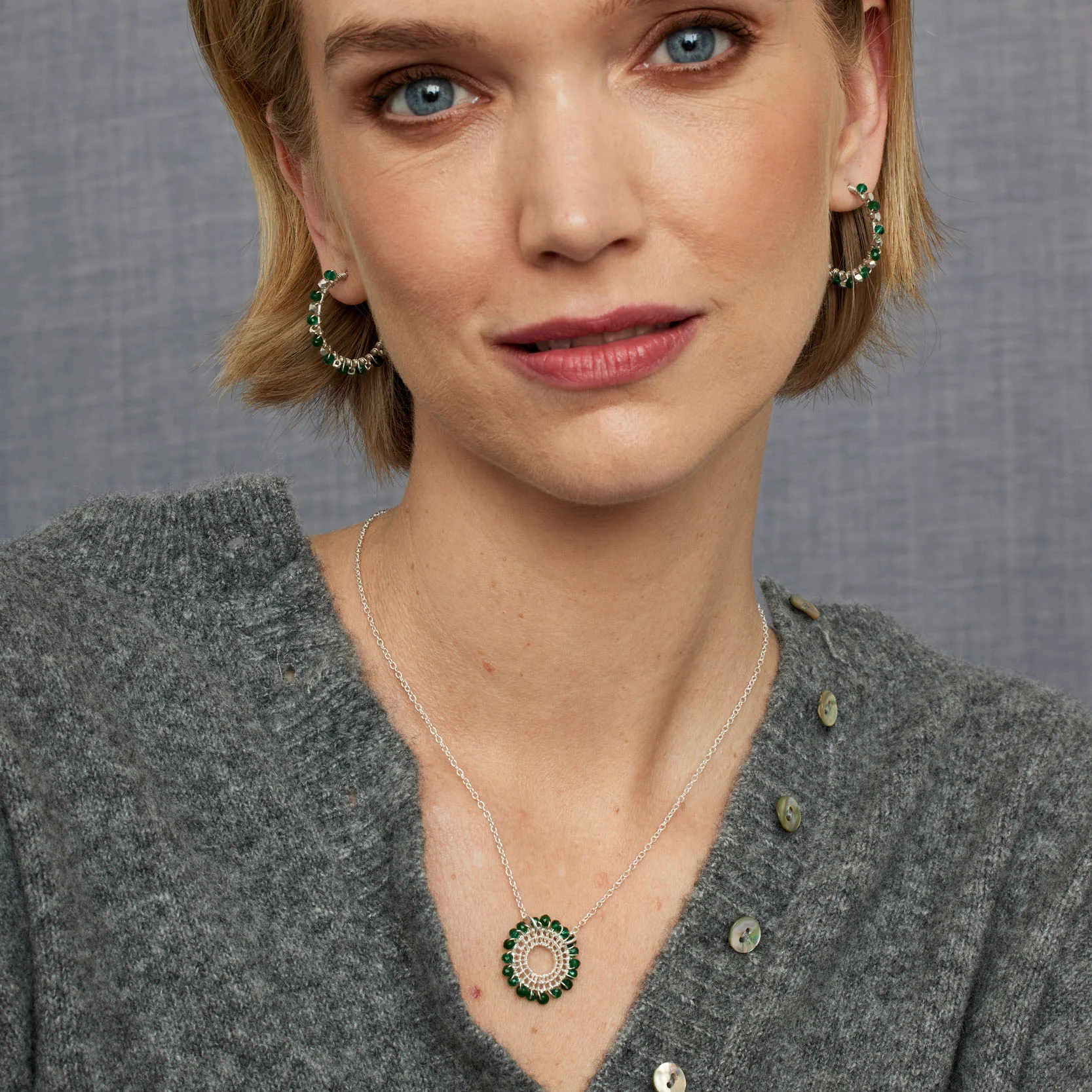 Nelly Silver & Green Necklace - Image 2