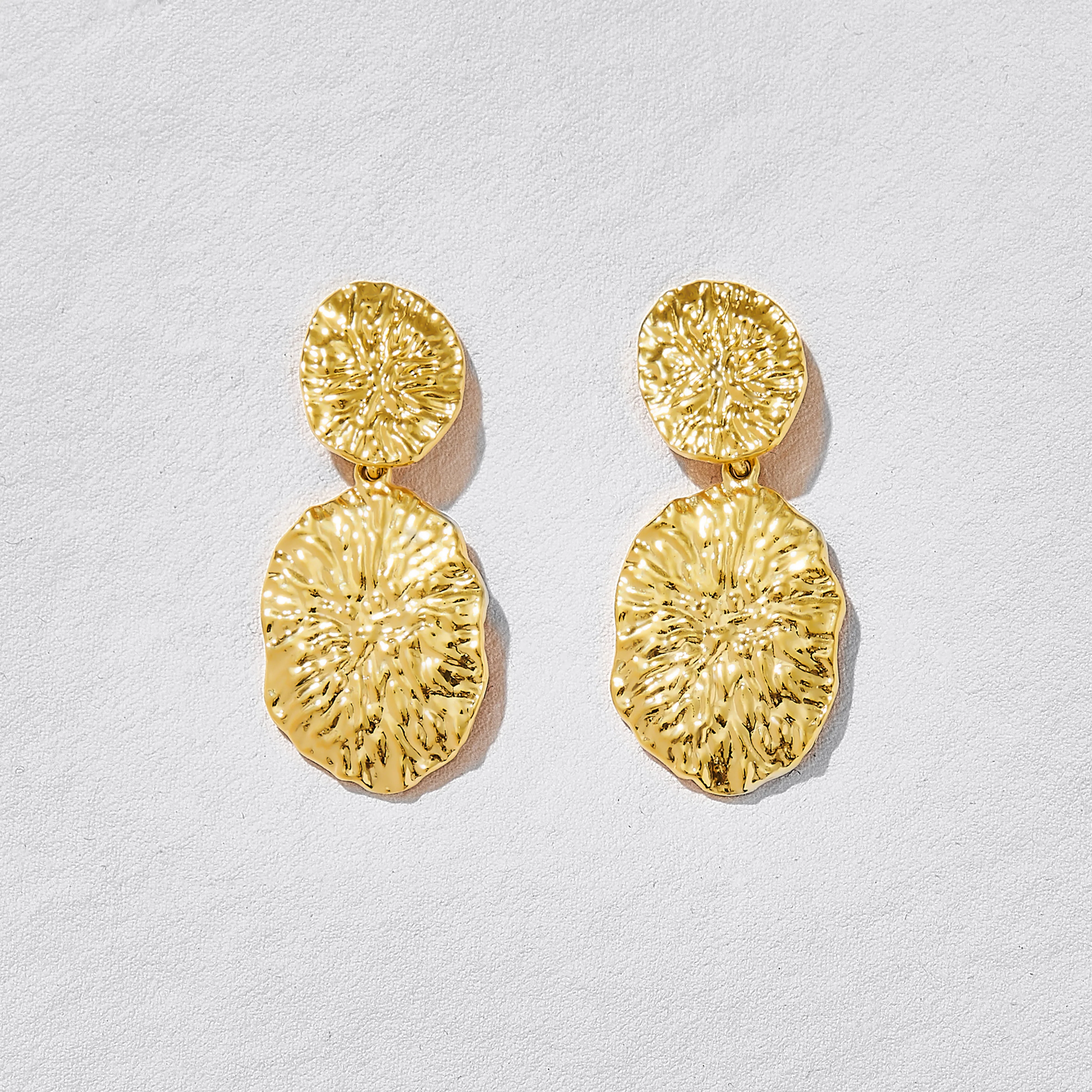 Neptune Gold Disc Earrings