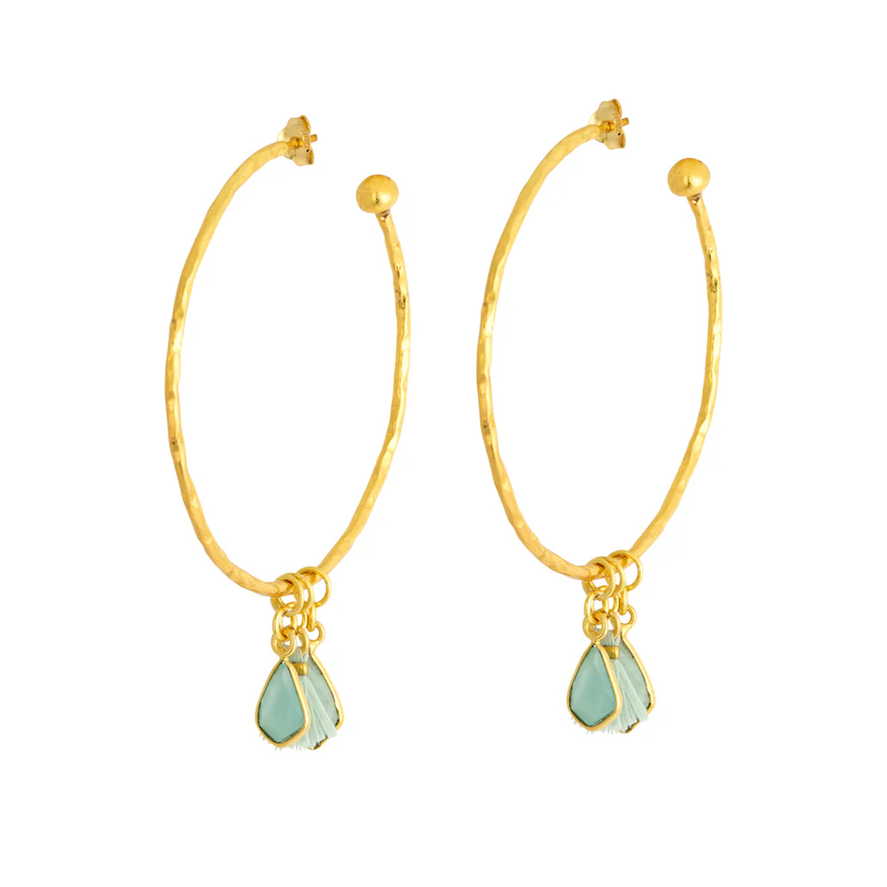 Nicky Aqua Large Charm Hoops