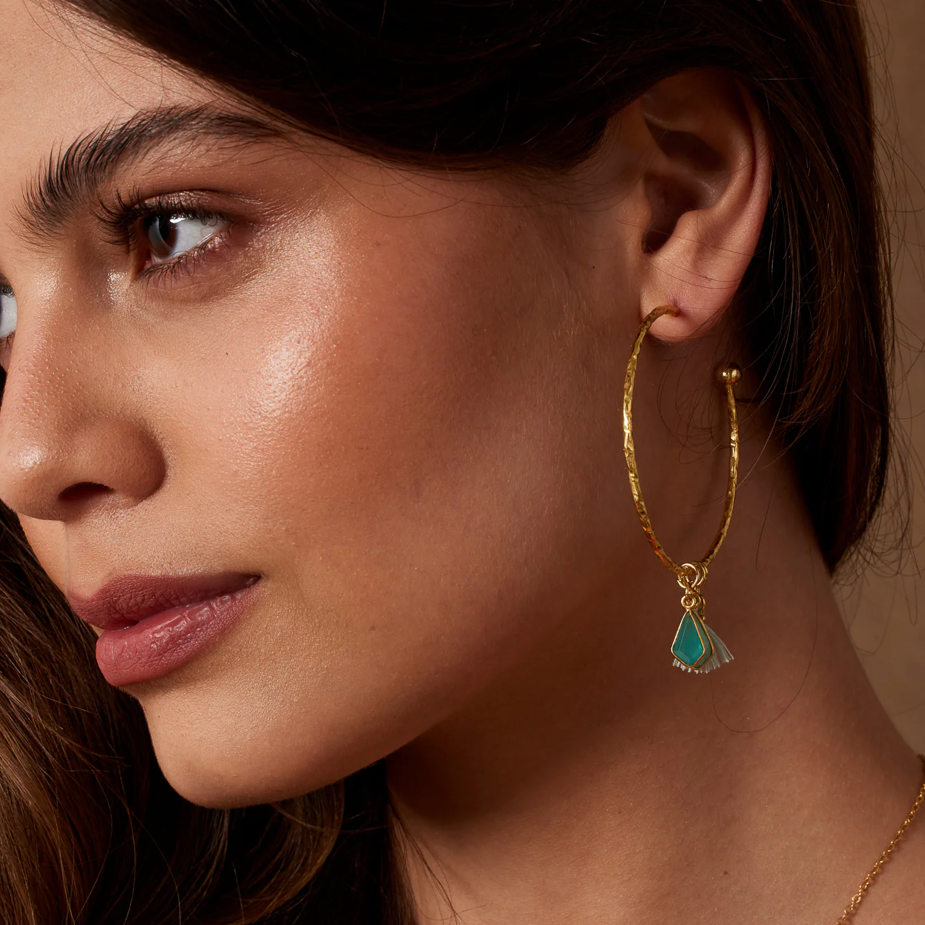 Nicky Aqua Large Charm Hoops - Image 2