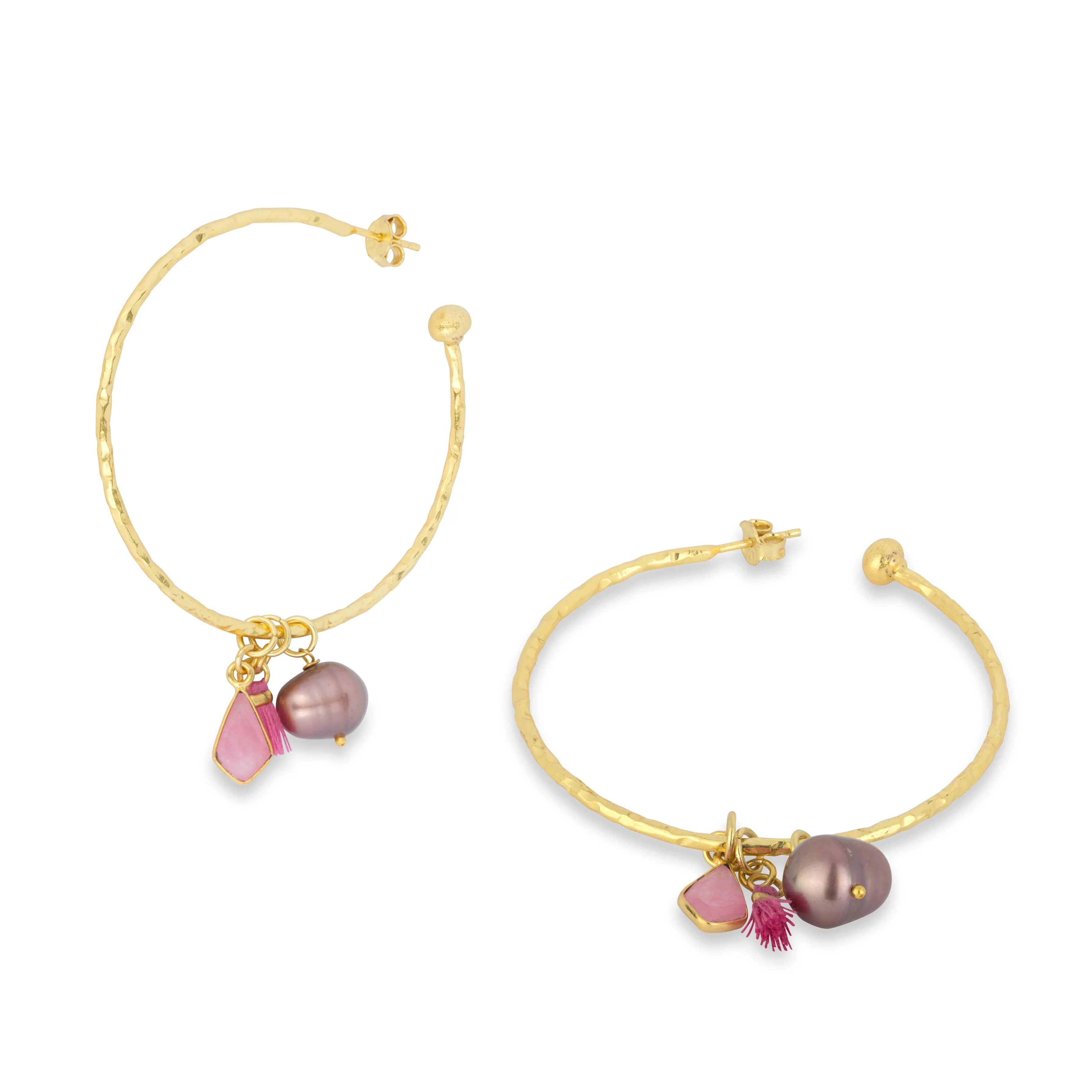 Nicky Pink Large Charm Hoops