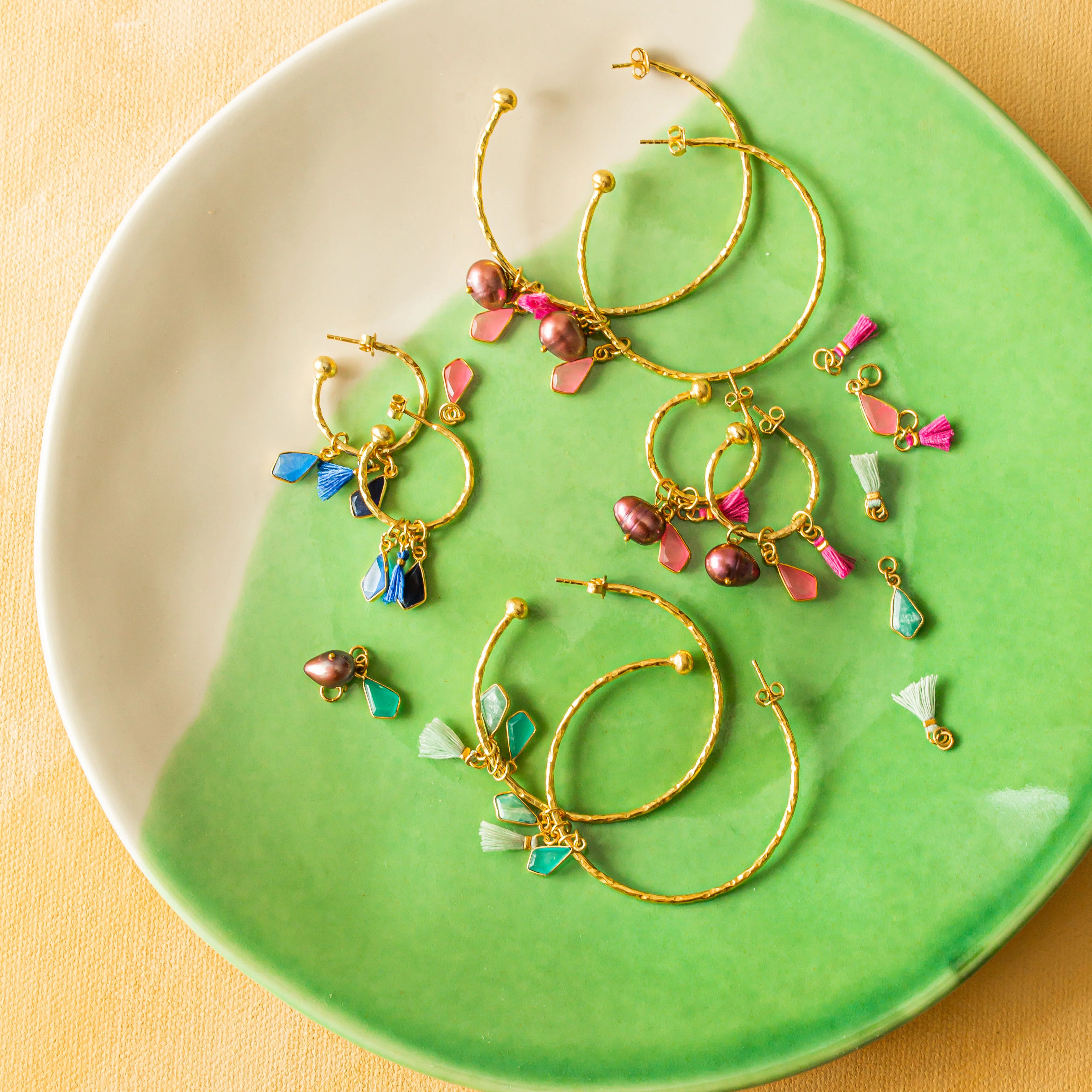Nicky Aqua Small Charm Hoops - Image 3