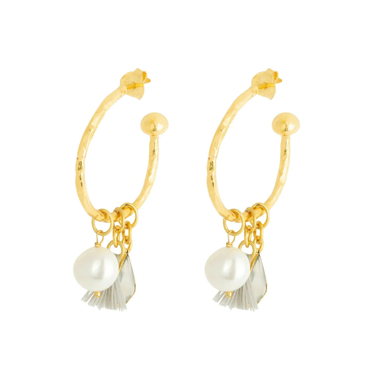 Nicky White Small Charm Hoops