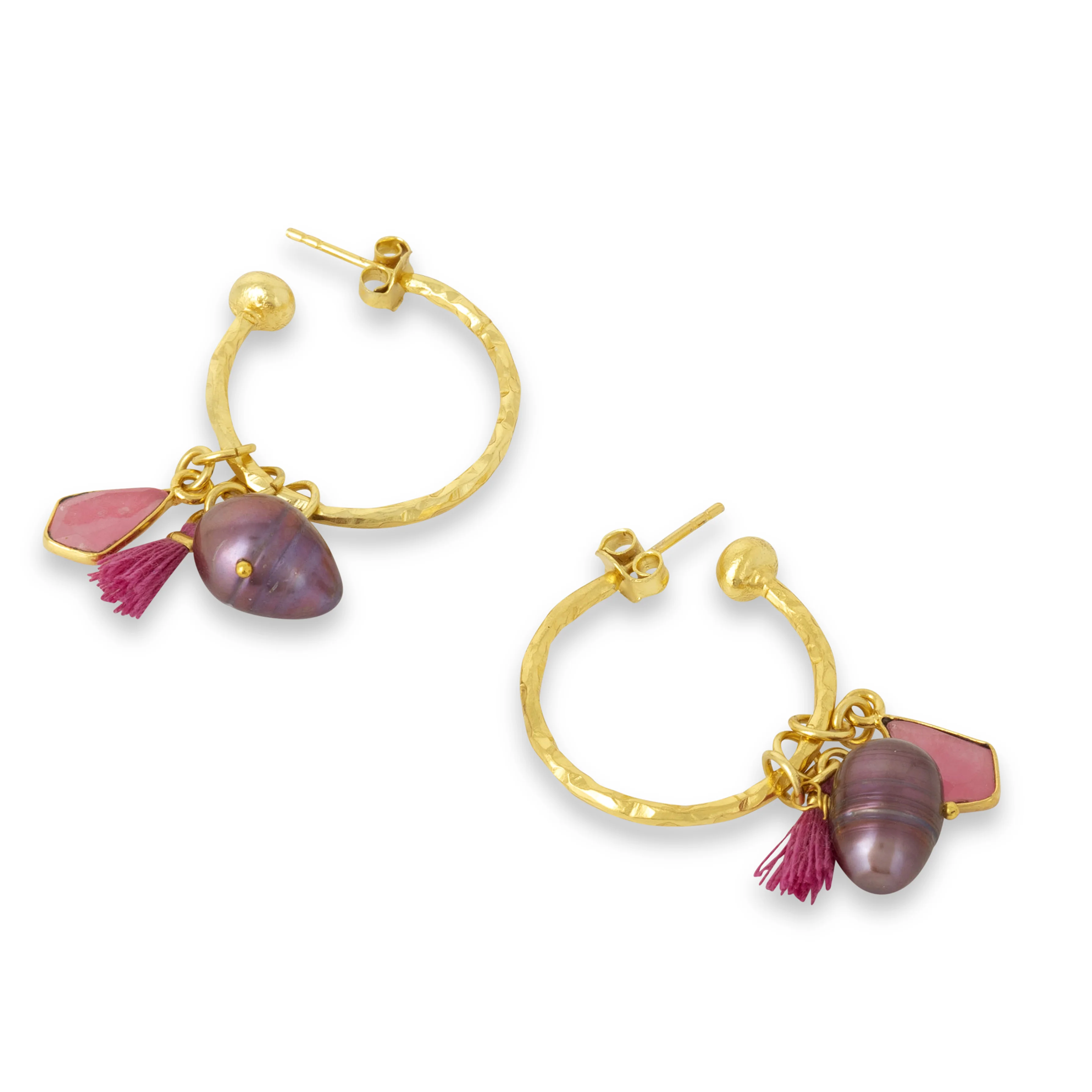 Nicky Pink Small Charm Hoops